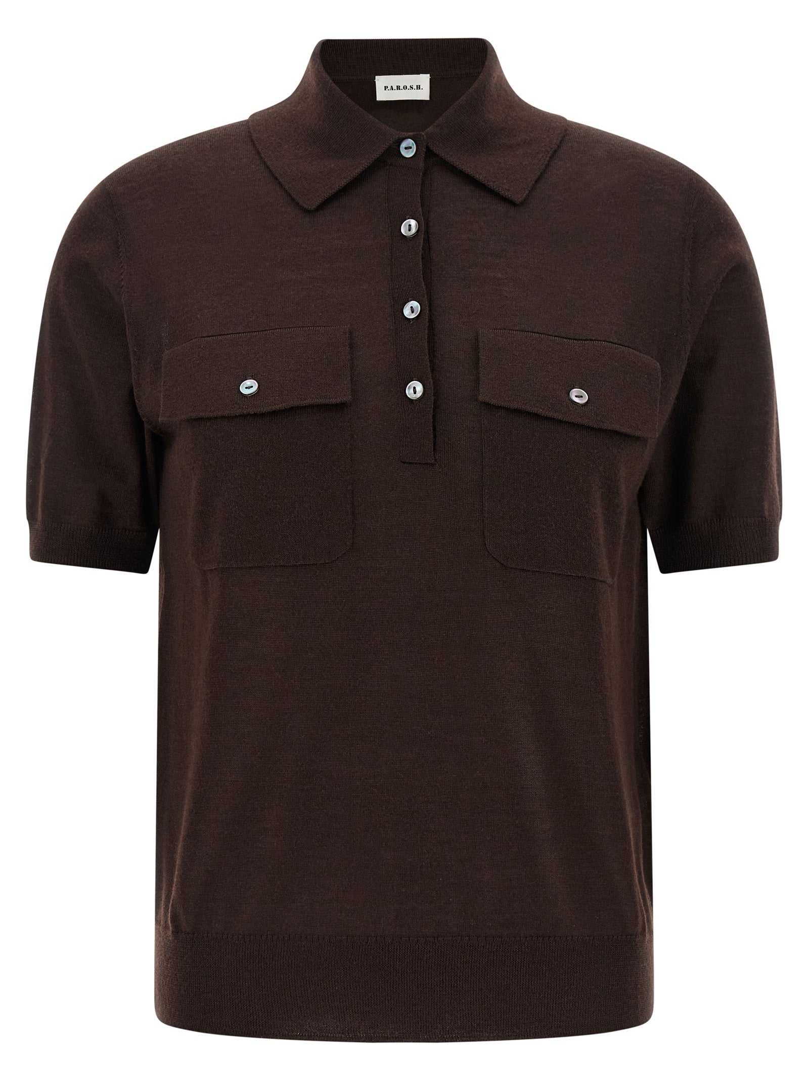 P.A.R.O.S.H. Brown Wool Polo Shirt