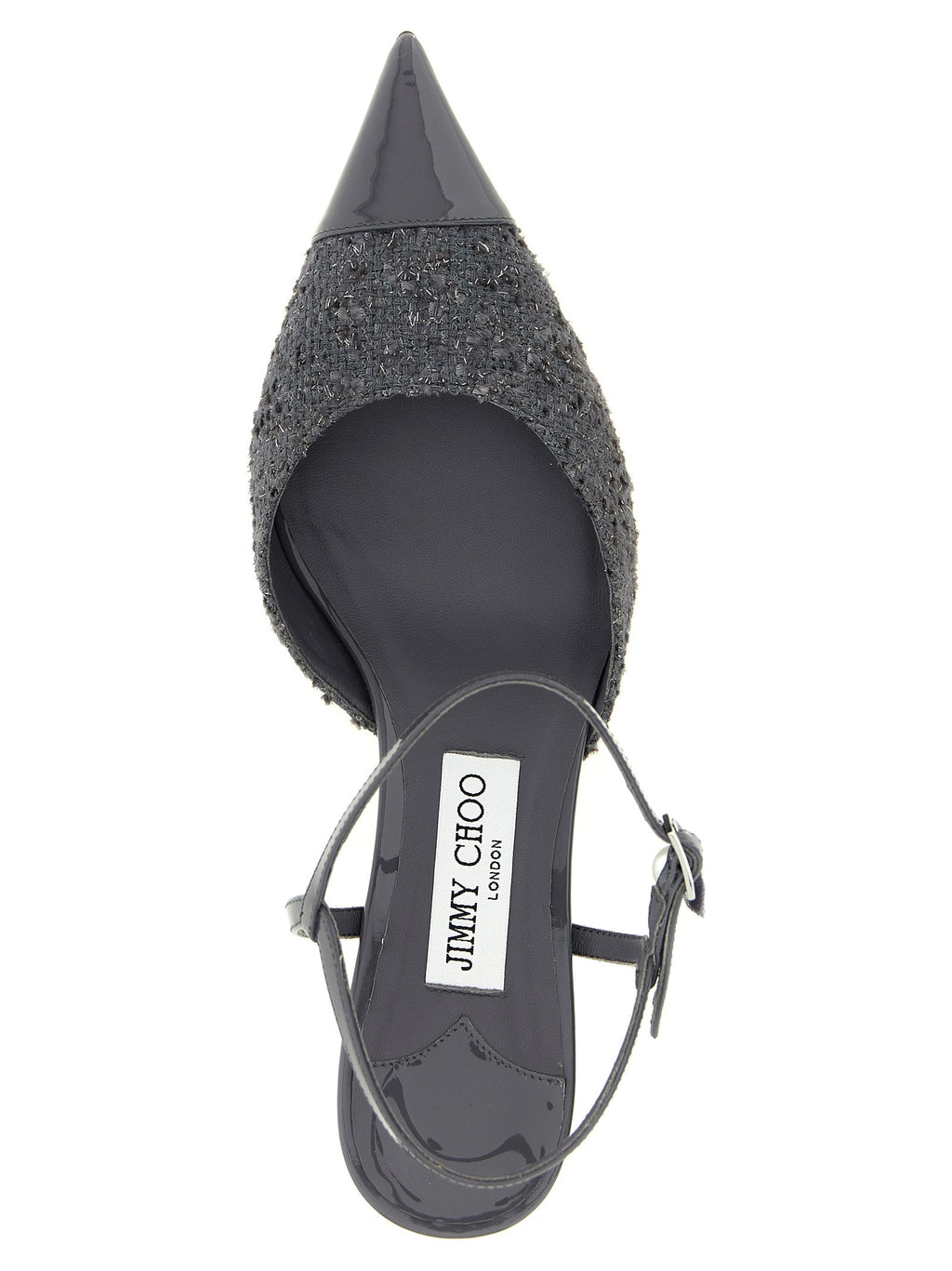 Jimmy Choo Gray Tencel Mid Heel Pumps