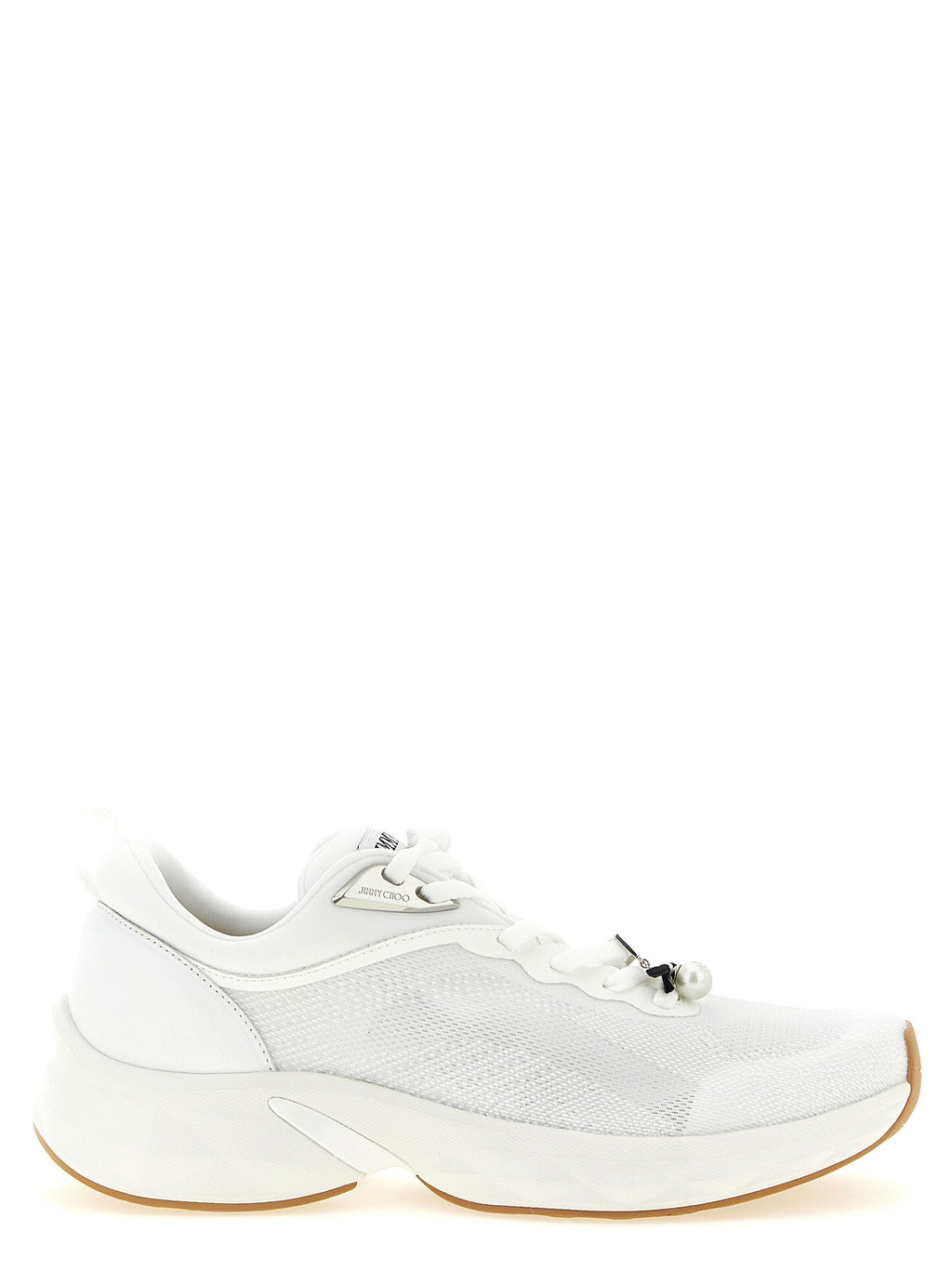 Jimmy Choo White Tencel Athletic Sneakers