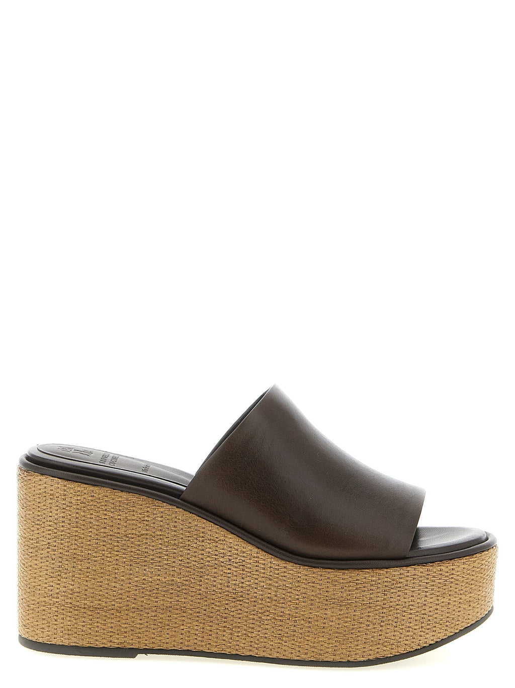 Brunello Cucinelli Brown Calfskin Wedge Sandals