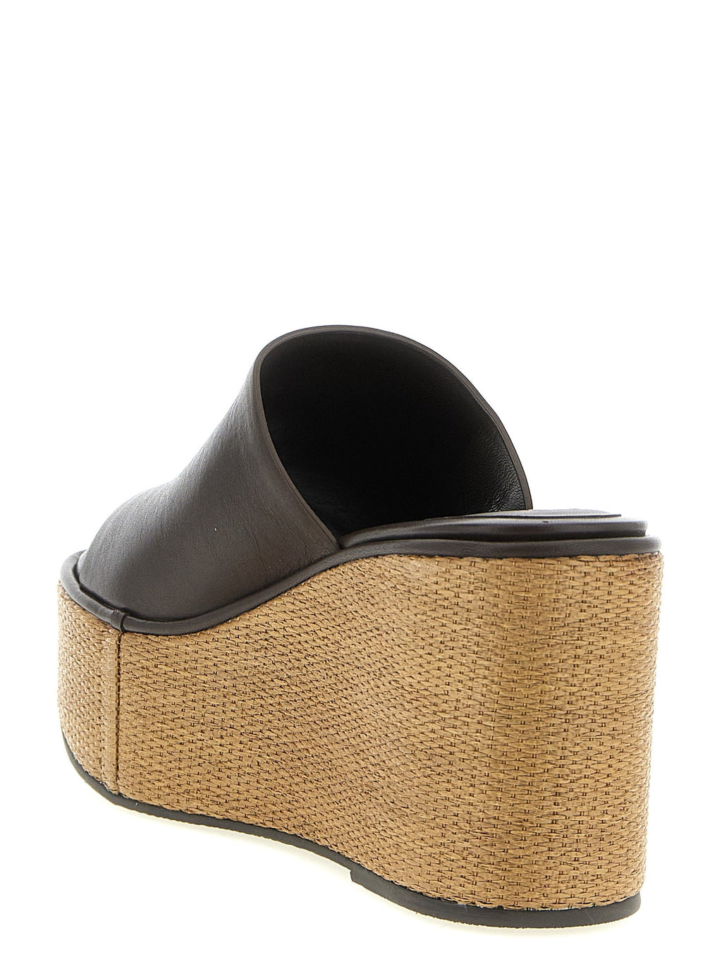 Brunello Cucinelli Brown Calfskin Wedge Sandals