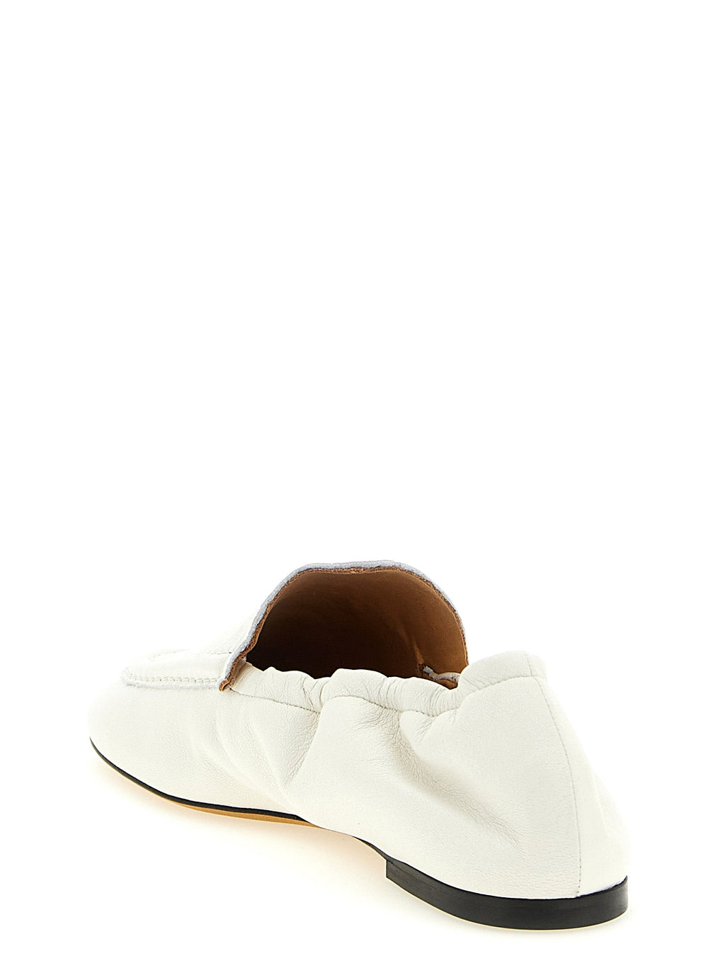 ODISSI White Lamb Leather Slip-On Loafers