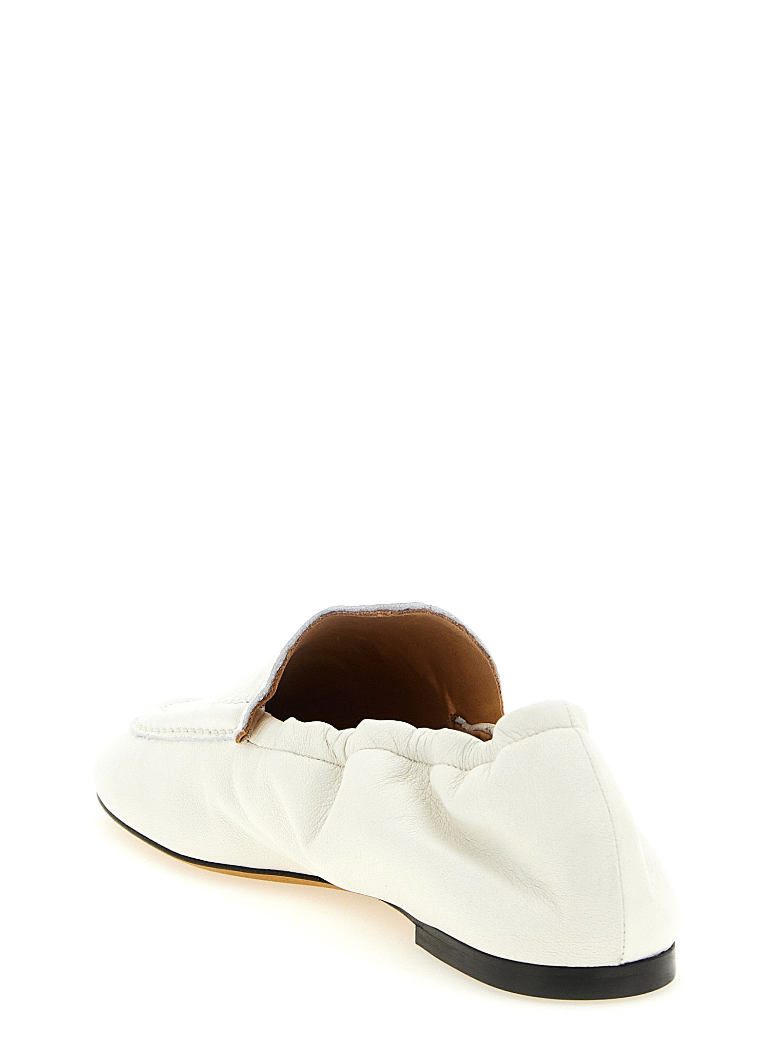 ODISSI White Lamb Leather Slip-On Loafers