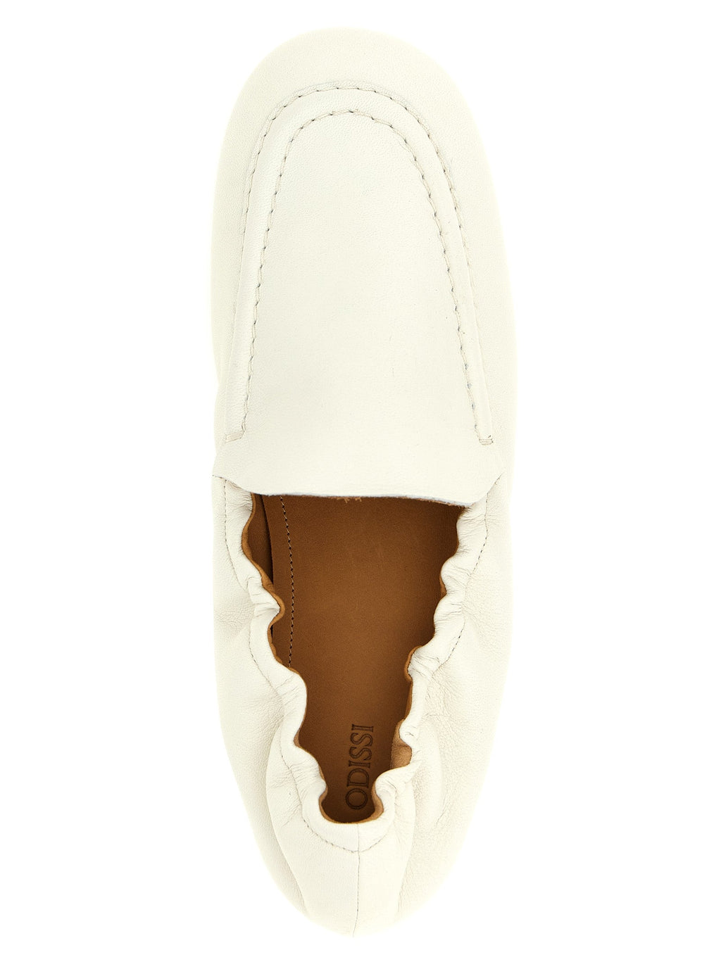 ODISSI White Lamb Leather Slip-On Loafers