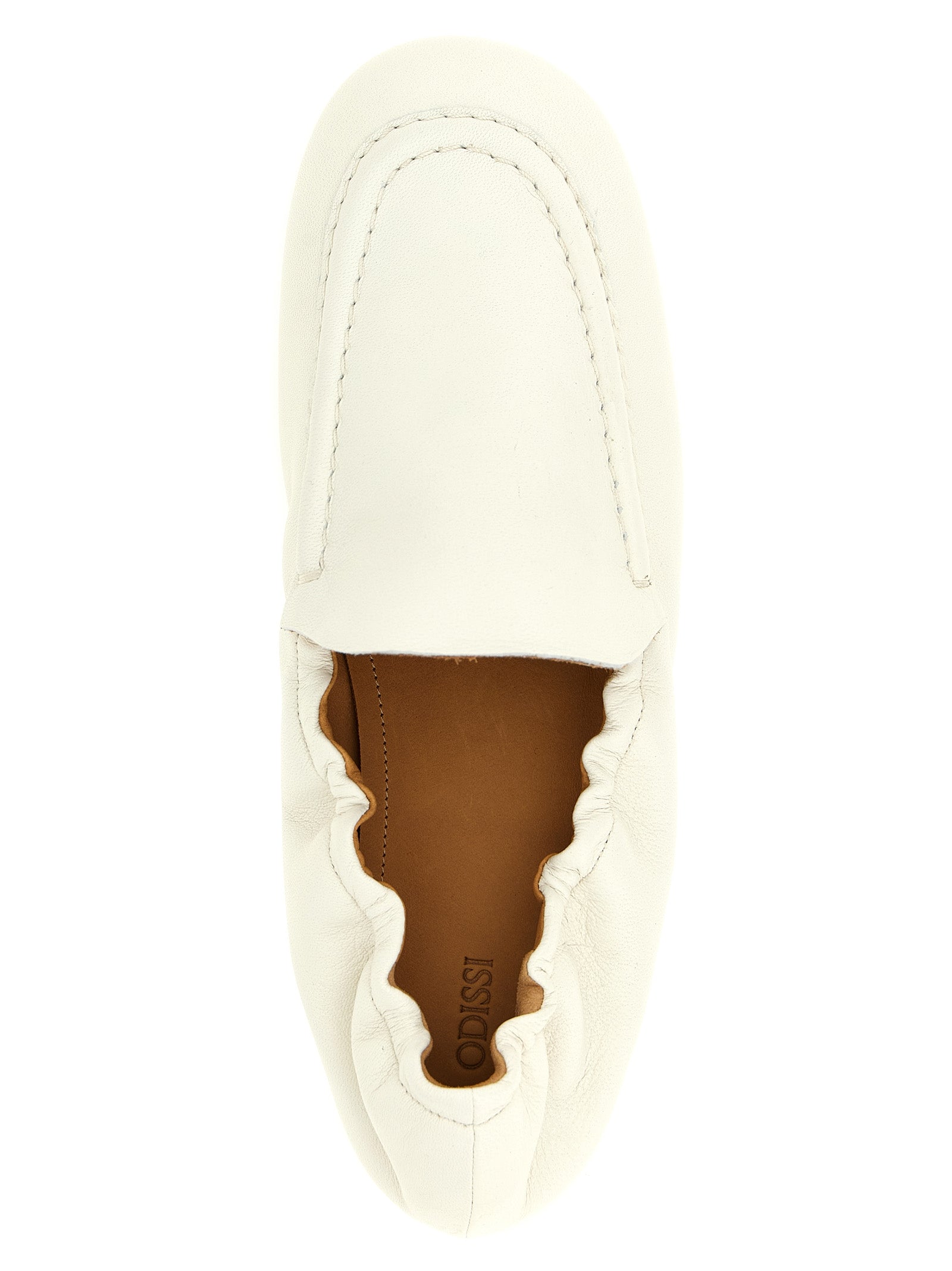 ODISSI White Lamb Leather Slip-On Loafers