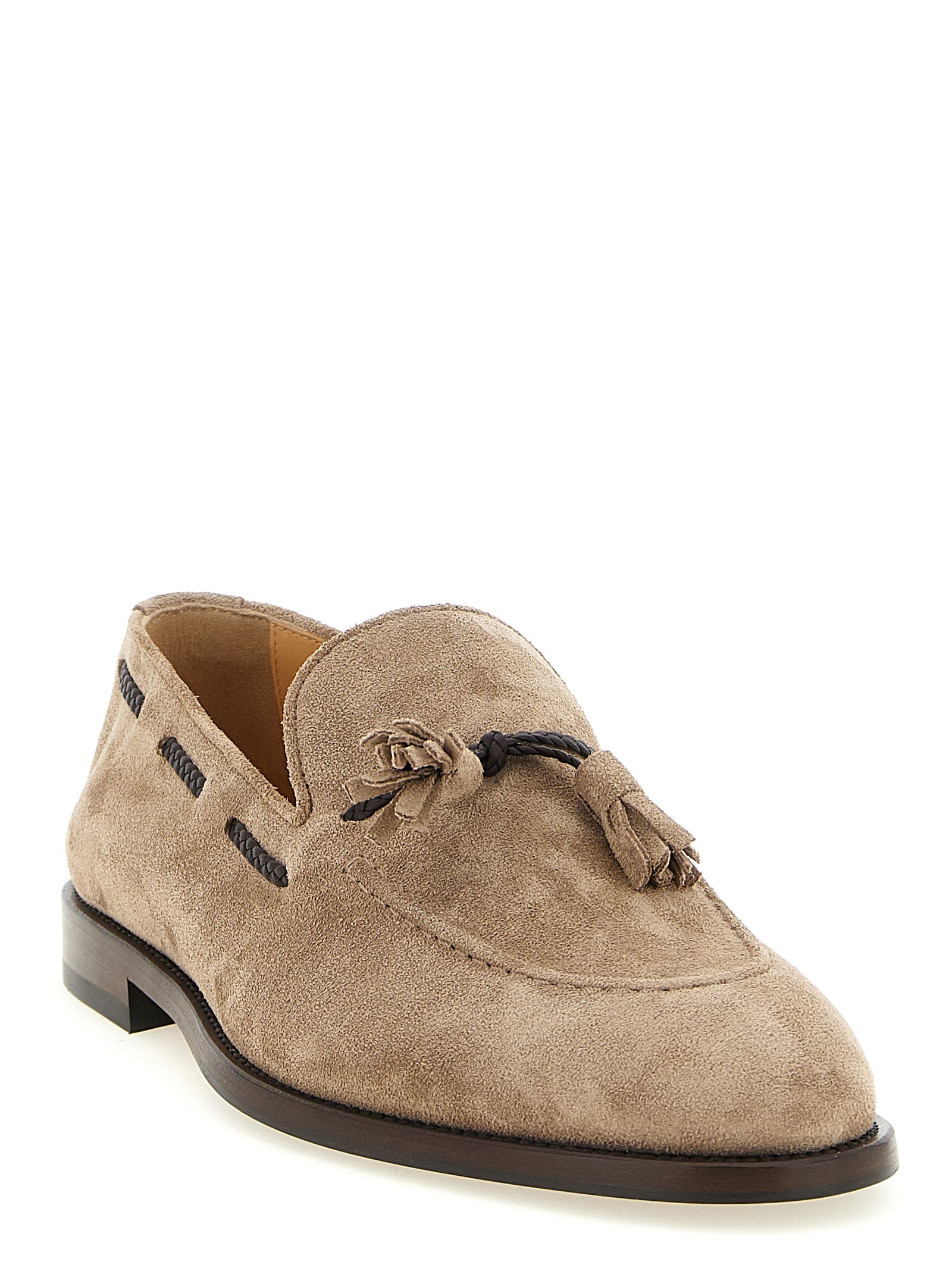 Brunello Cucinelli Brown Calfskin Slip-On Loafers