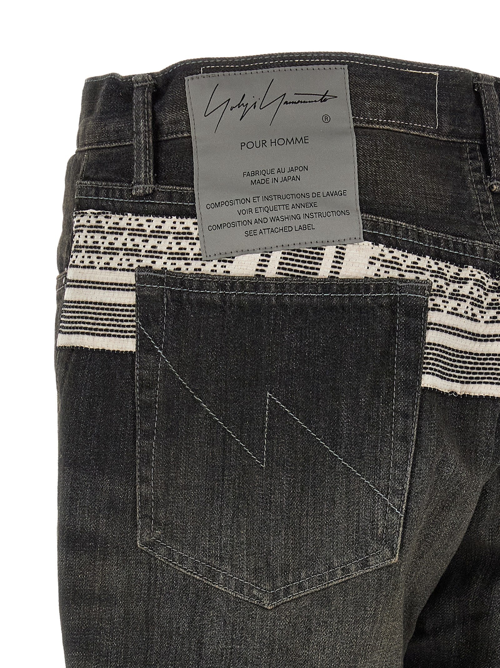 Yohji Yamamoto Black Cotton Tapered Jeans