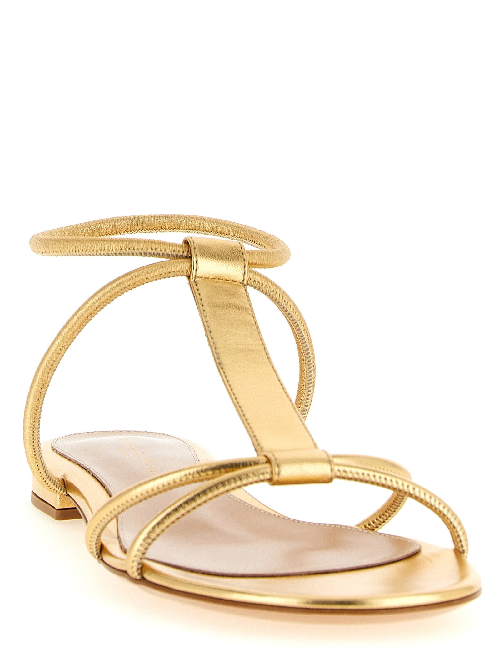 Gianvito Rossi Gold Lamb Leather Flat Sandals