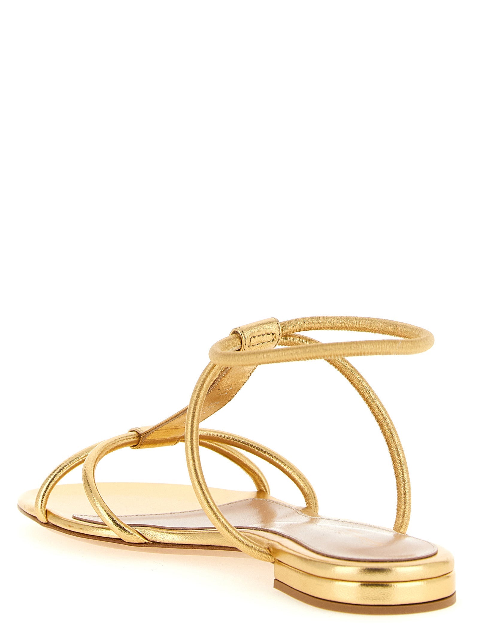 Gianvito Rossi Gold Lamb Leather Flat Sandals