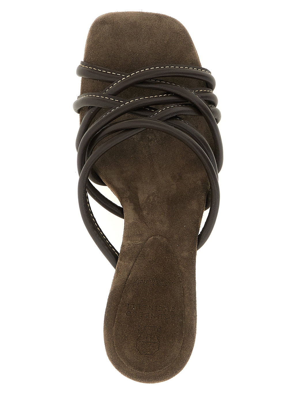 Brunello Cucinelli Brown Leather Stiletto Heel Sandals