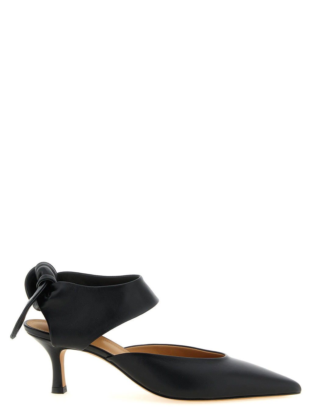 ODISSI Black Lamb Leather Mid Heel Pumps
