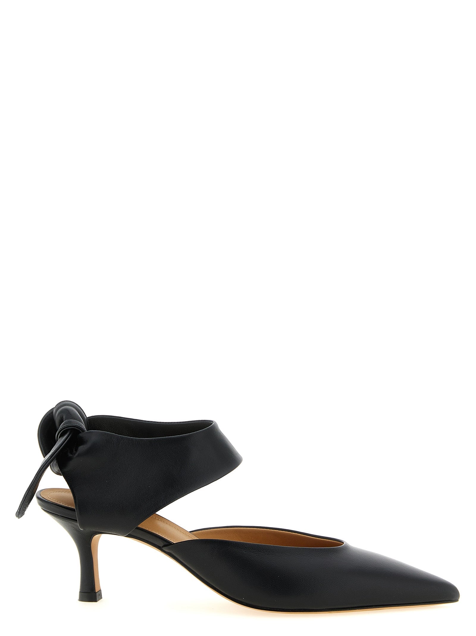 ODISSI Black Lamb Leather Mid Heel Pumps