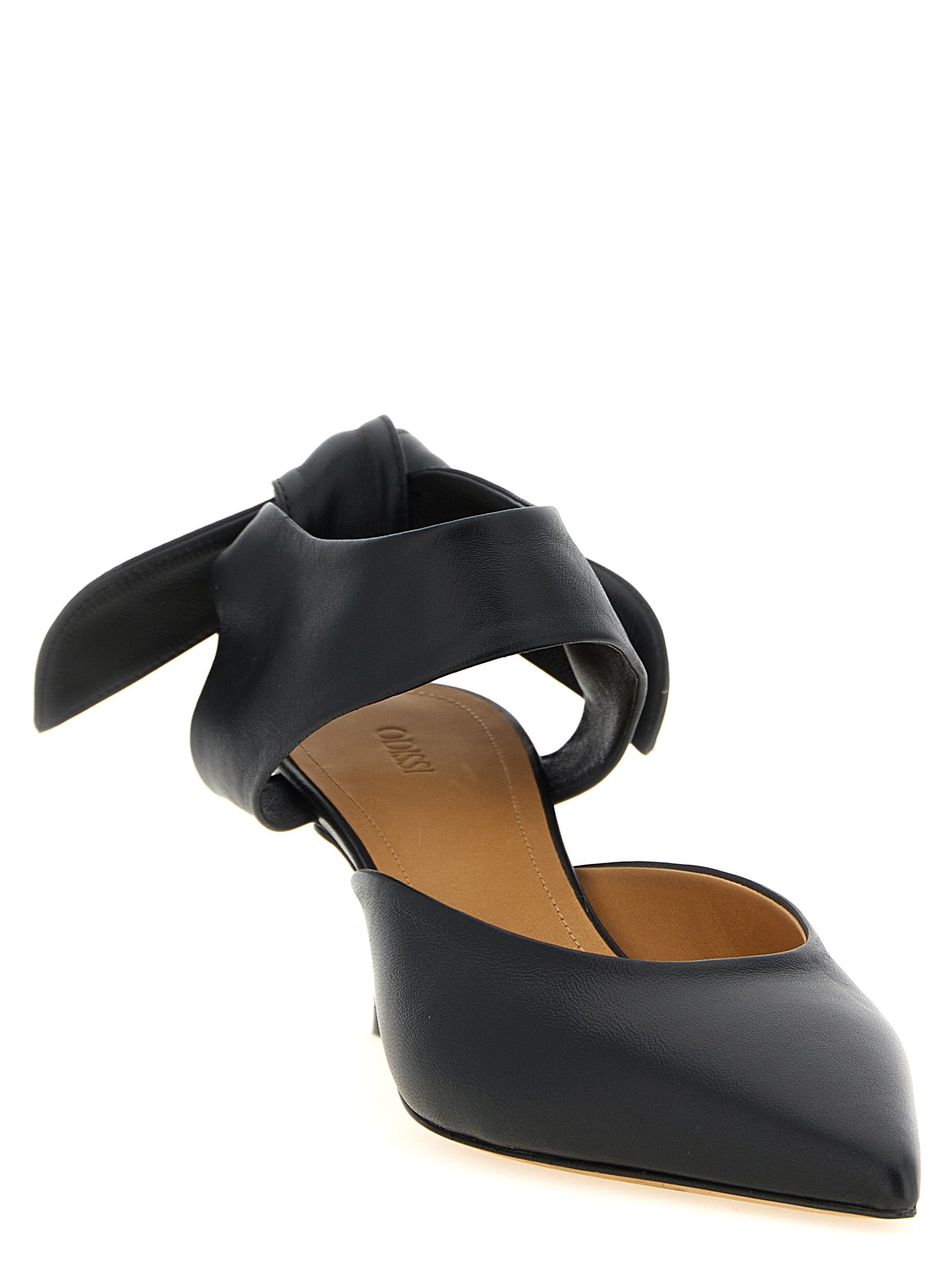 ODISSI Black Lamb Leather Mid Heel Pumps