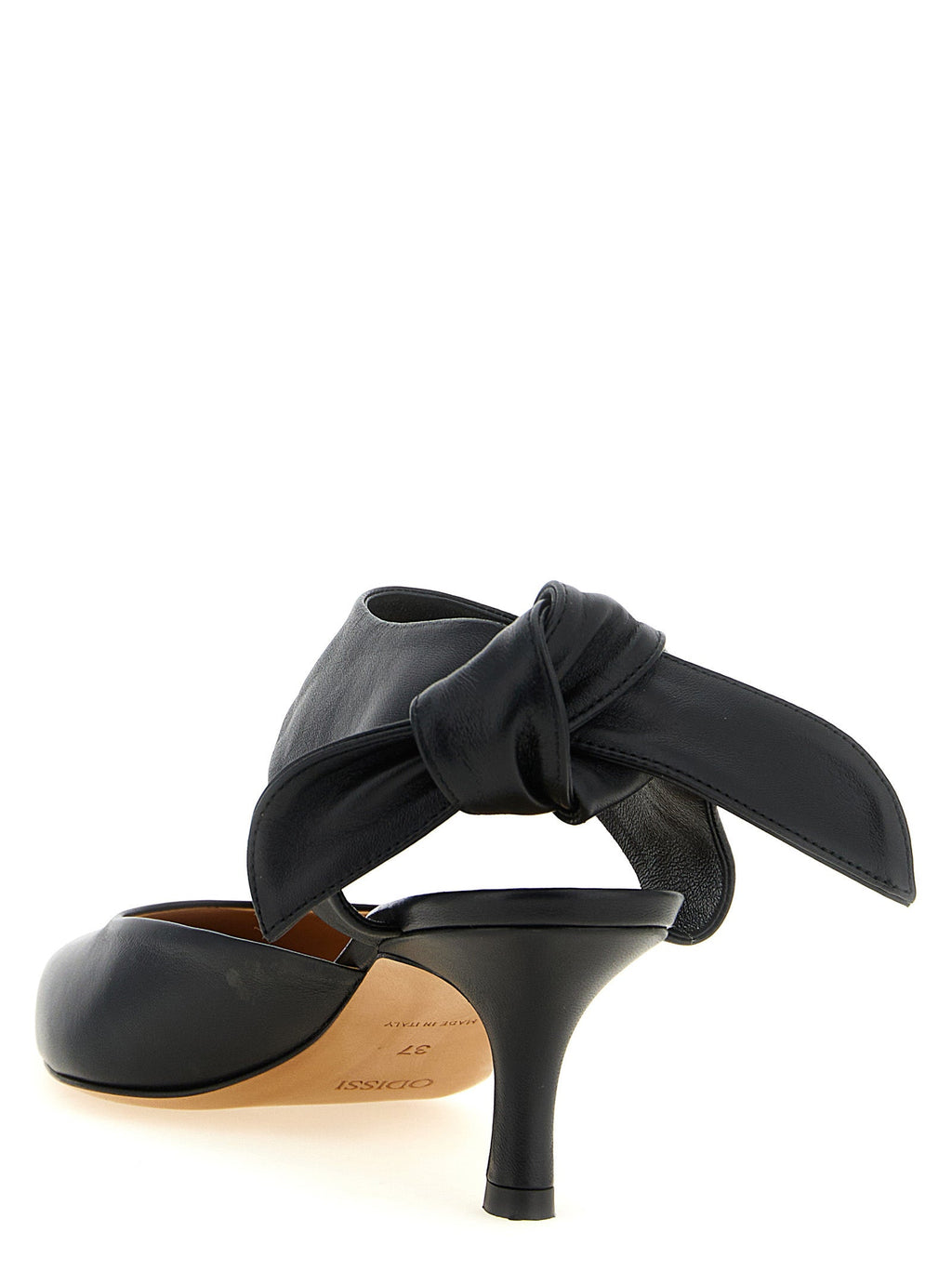 ODISSI Black Lamb Leather Mid Heel Pumps