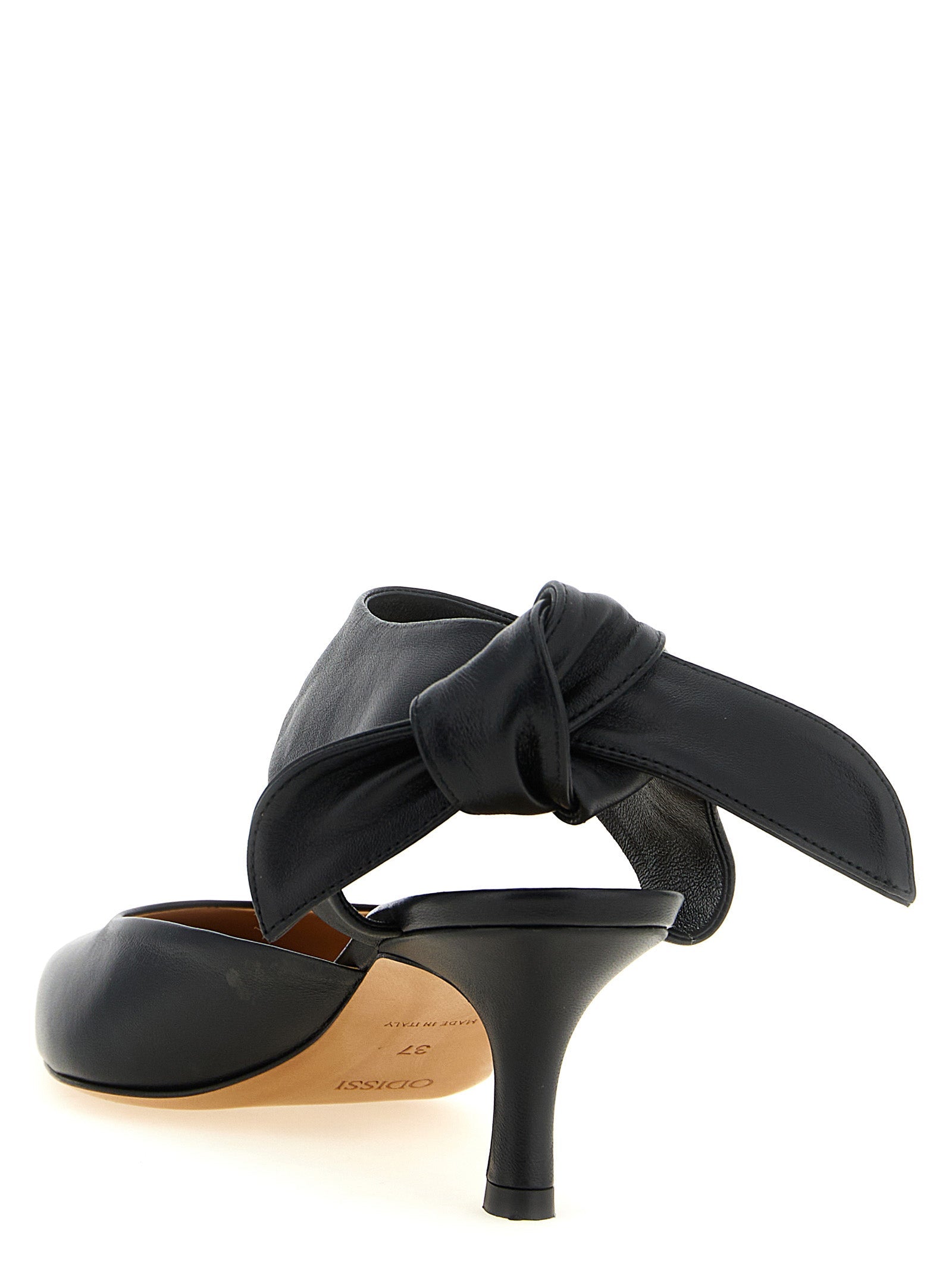 ODISSI Black Lamb Leather Mid Heel Pumps