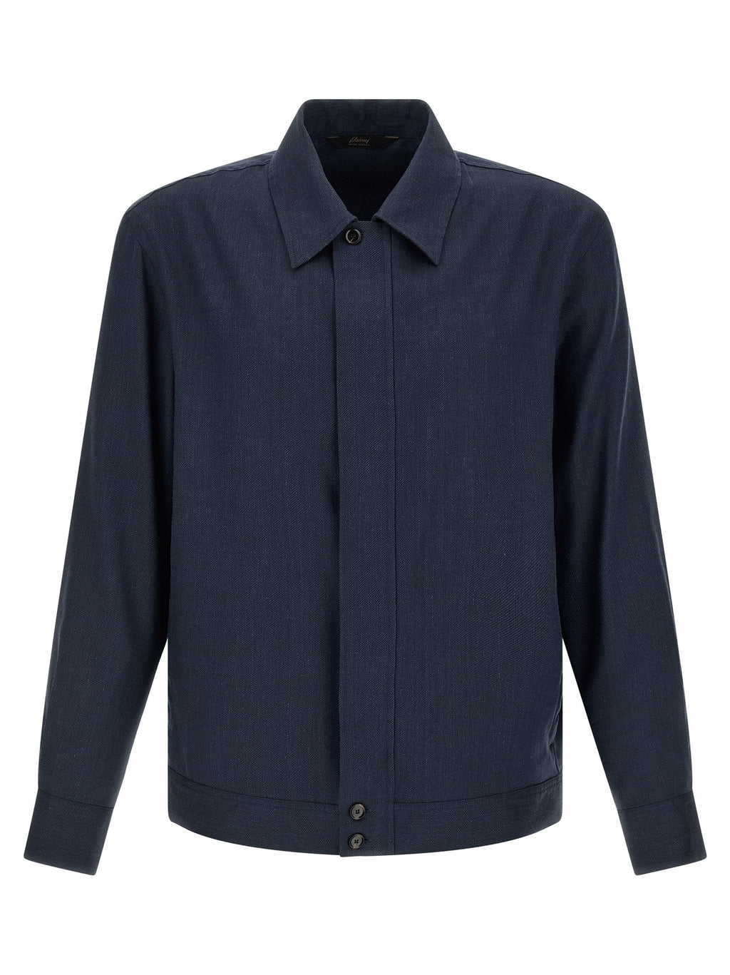 Brioni Blue Linen Full-Length Jacket