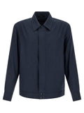 Brioni Blue Linen Full-Length Jacket