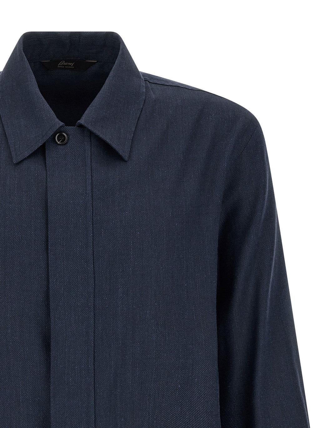 Brioni Blue Linen Full-Length Jacket