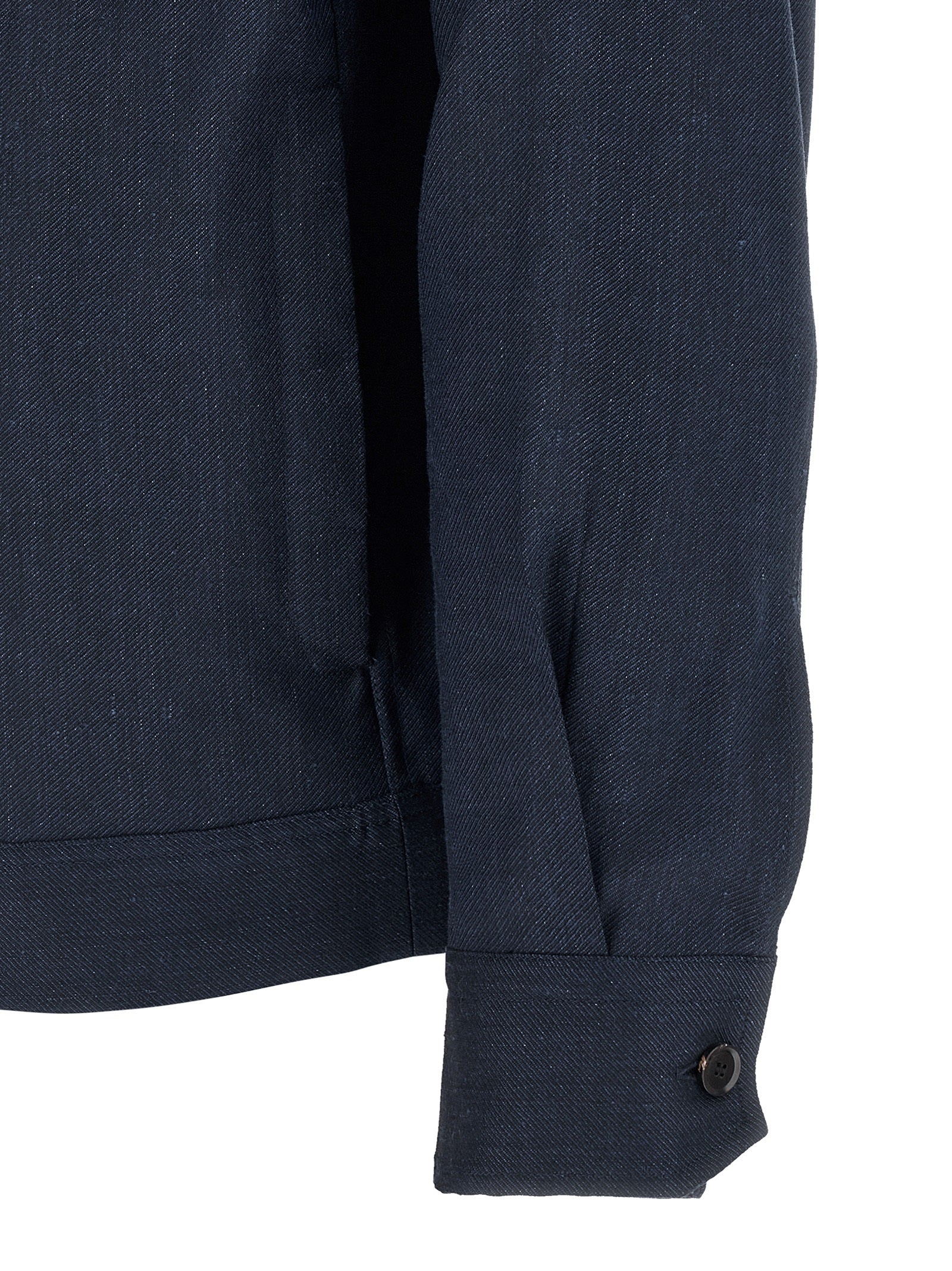 Brioni Blue Linen Full-Length Jacket