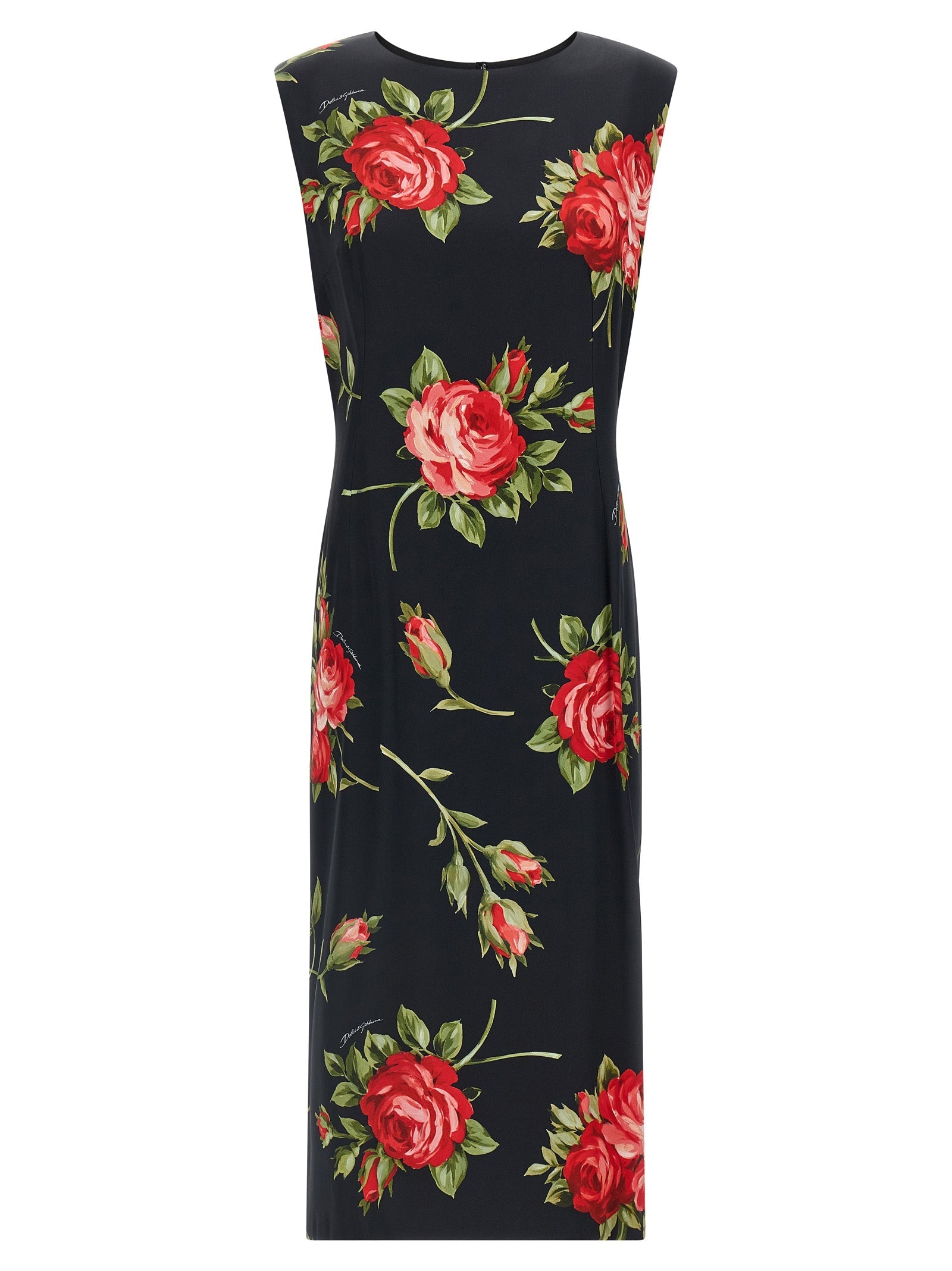 Dolce & Gabbana Black Viscose Midi Dress Dolce & Gabbana