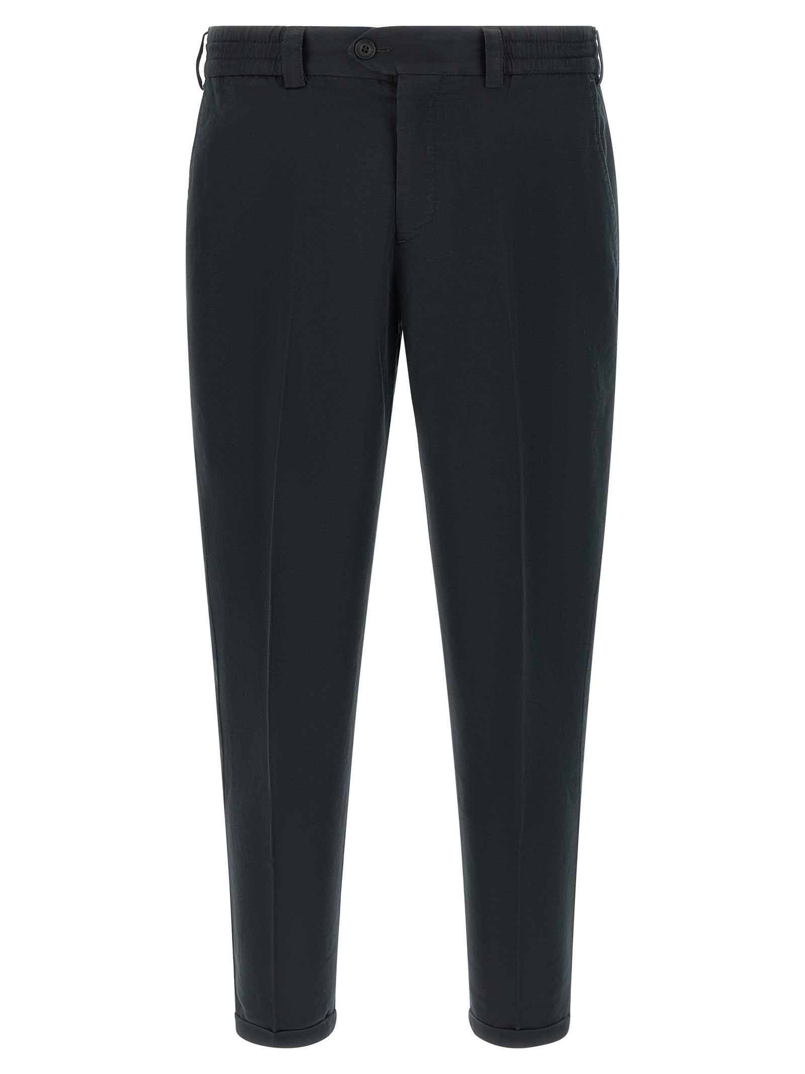 PT Torino Black Linen Casual Pants