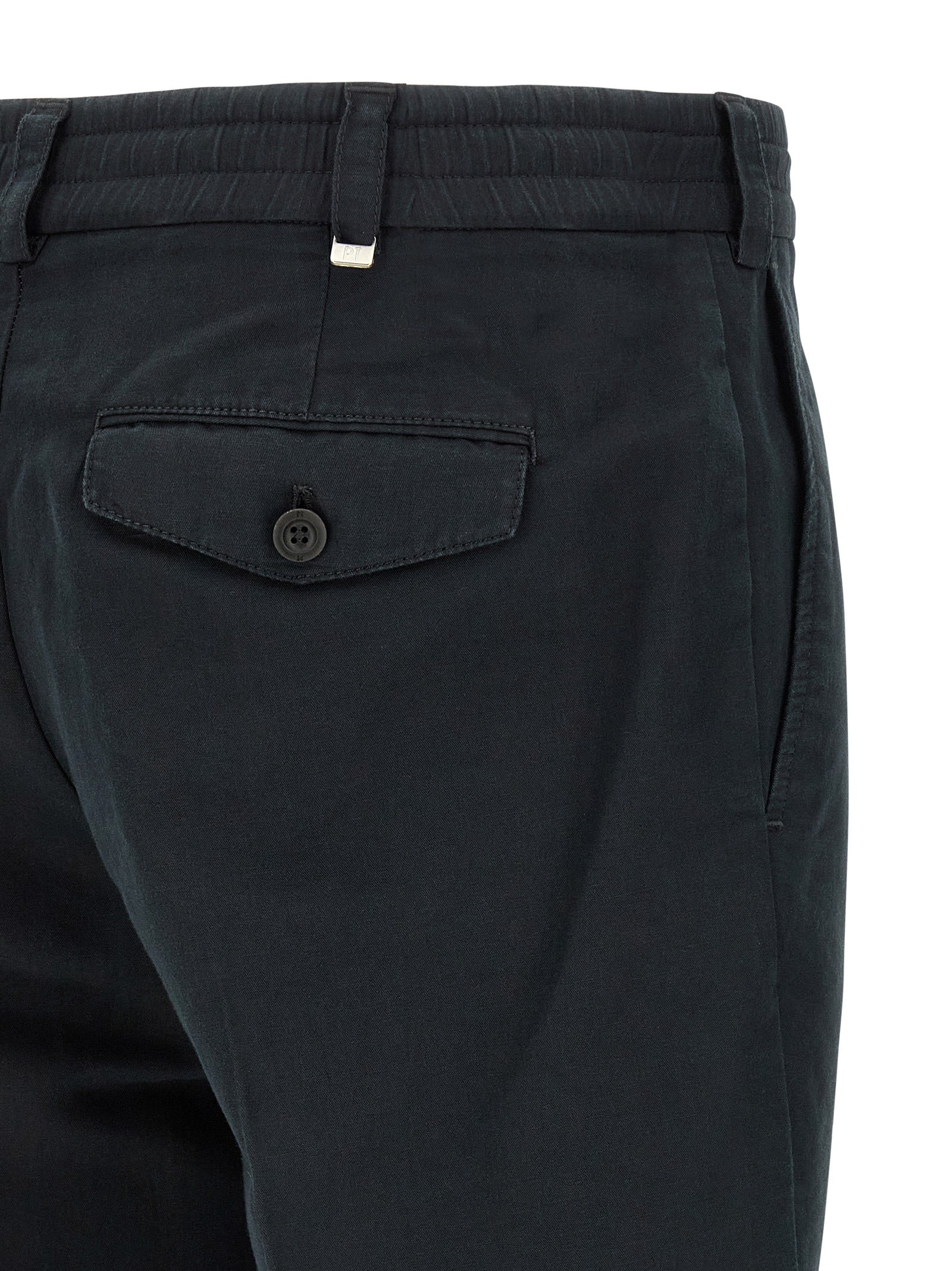 PT Torino Black Linen Casual Pants