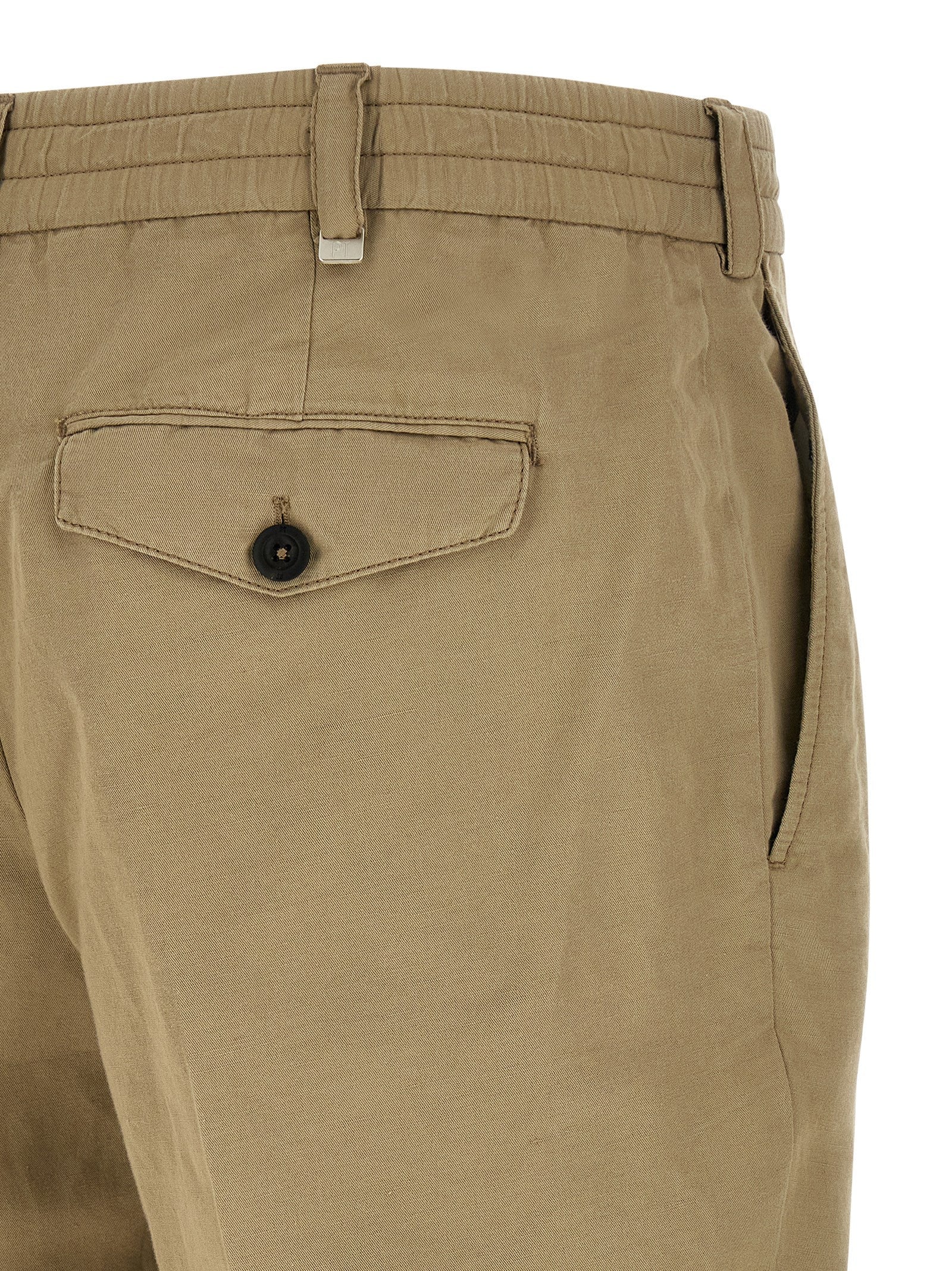 PT Torino Beige Linen Casual Pants