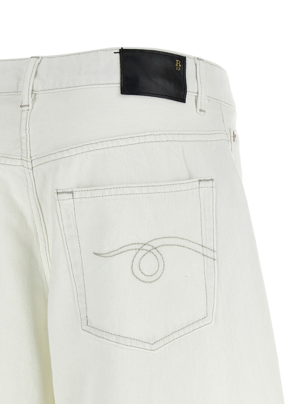 R13 White Cotton Jeans Denim