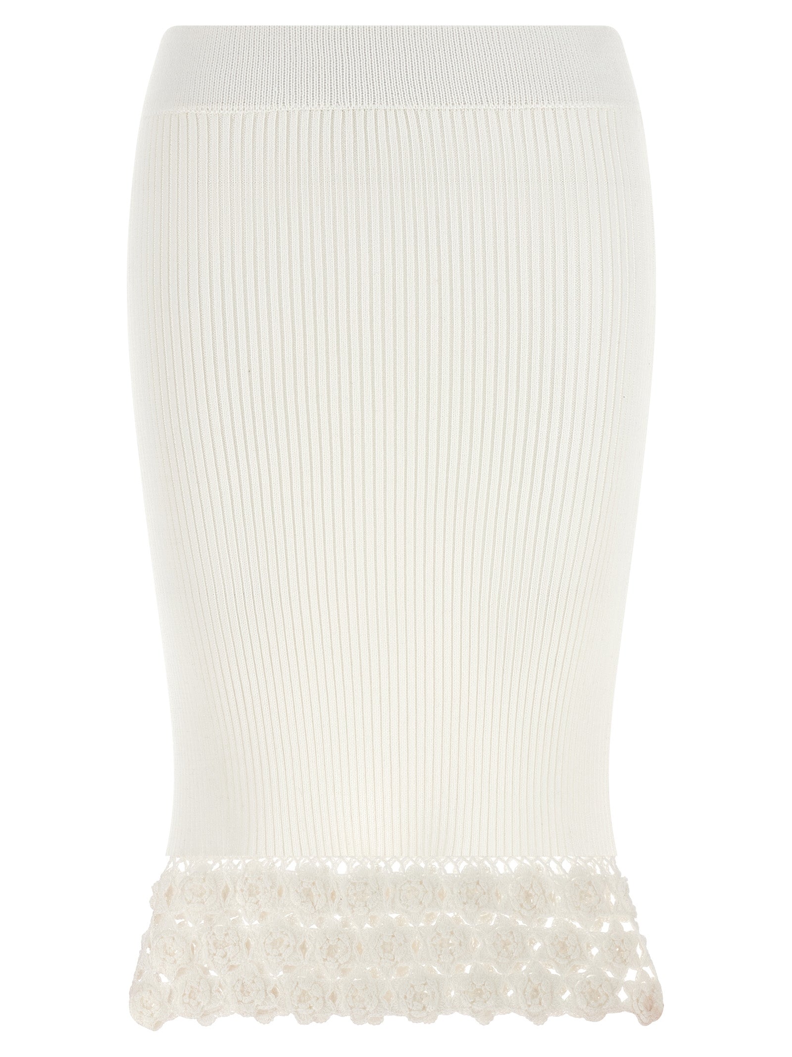 Ganni White Organic Cotton Midi Skirt