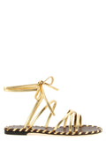 Gianvito Rossi Gold Lamb Leather Flat Sandals Gianvito Rossi