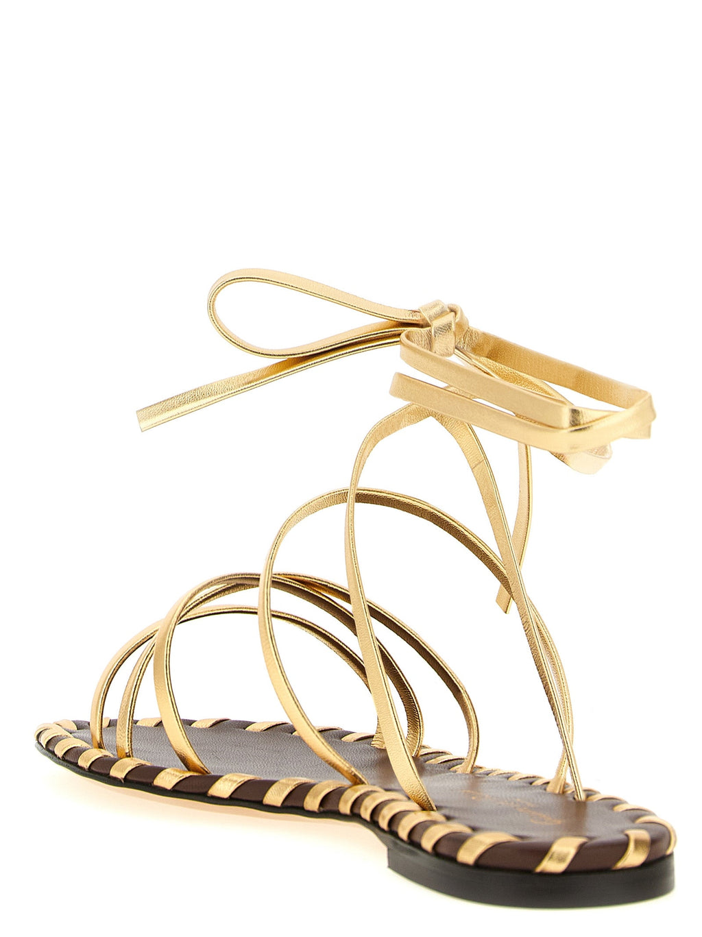 Gianvito Rossi Gold Lamb Leather Flat Sandals Gianvito Rossi