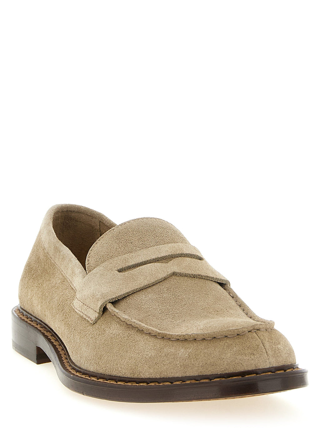 Doucal's Beige Calfskin Slip-On Loafers