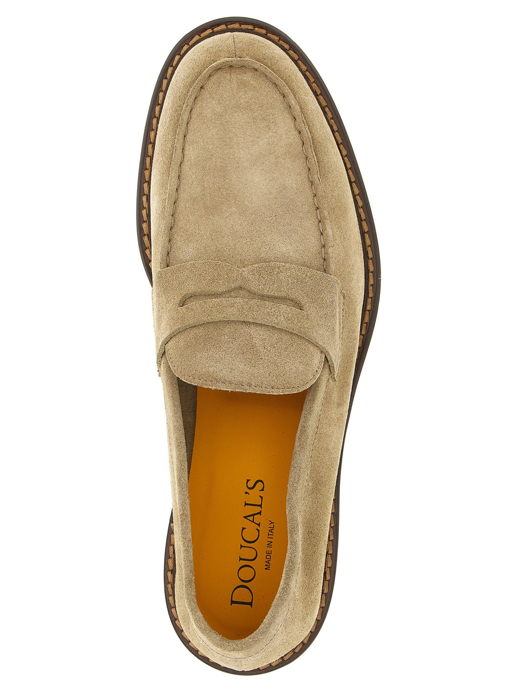 Doucal's Beige Calfskin Slip-On Loafers