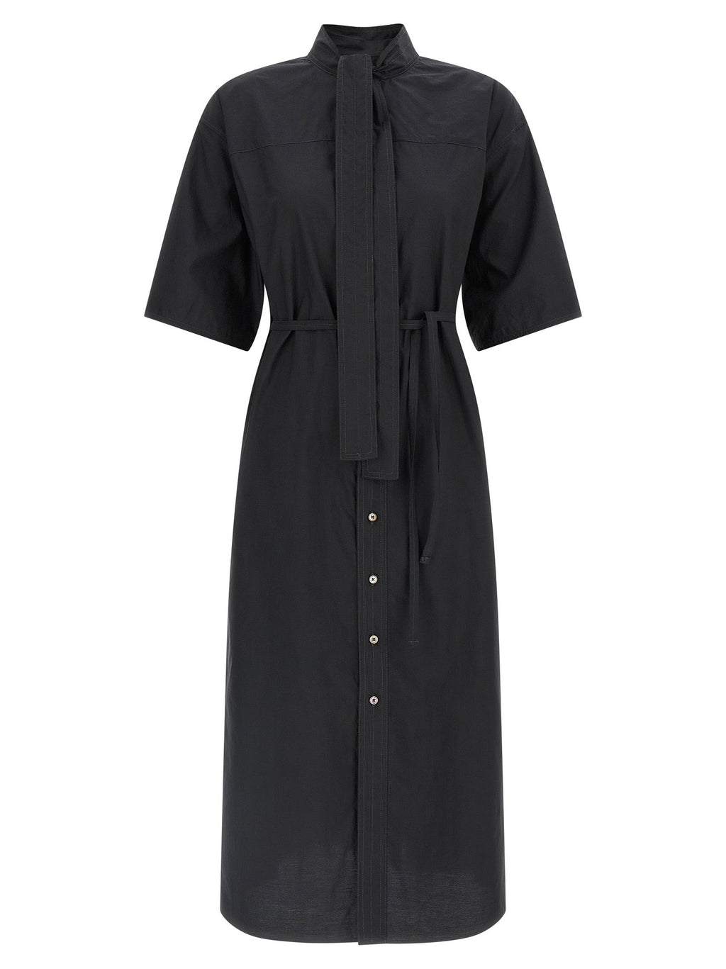 Lemaire Black Cotton Midi Dress