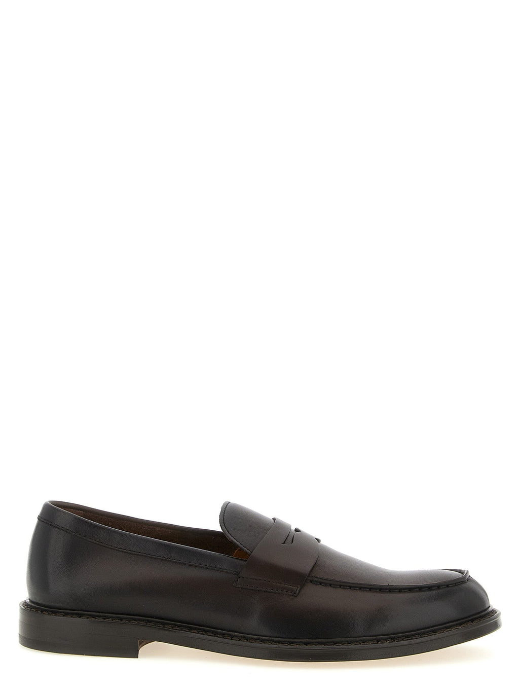 Doucal's Brown Calfskin Slip-On Loafers