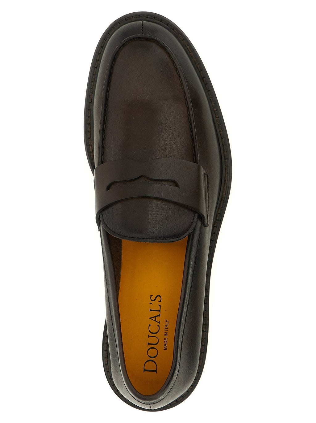 Doucal's Brown Calfskin Slip-On Loafers