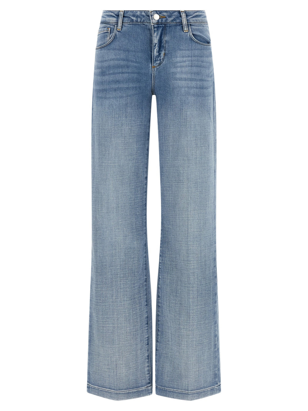 L'Agence Blue Cotton Straight-Leg Jeans