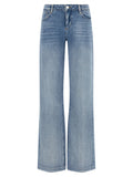 L'Agence Blue Cotton Straight-Leg Jeans