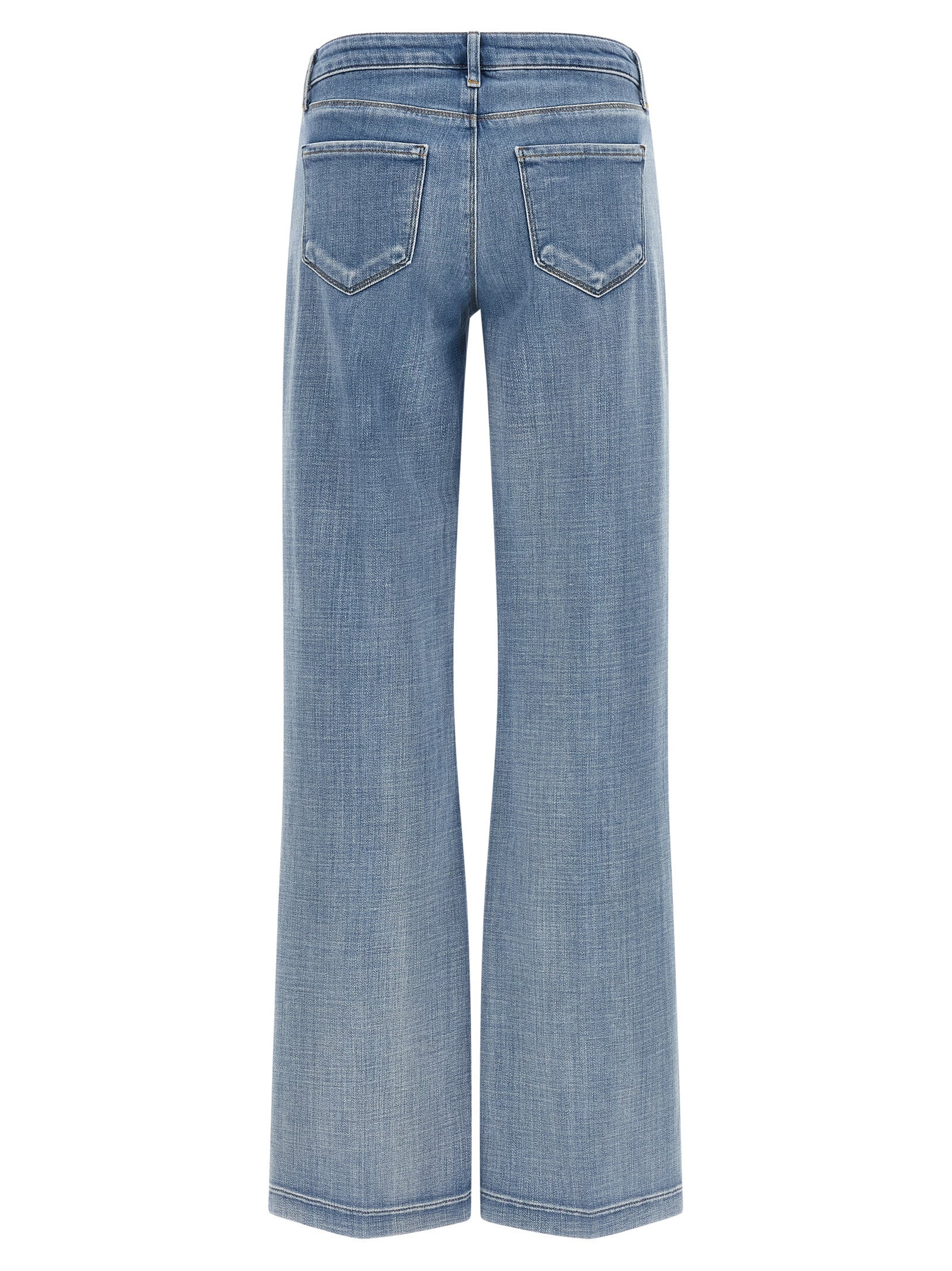 L'Agence Blue Cotton Straight-Leg Jeans