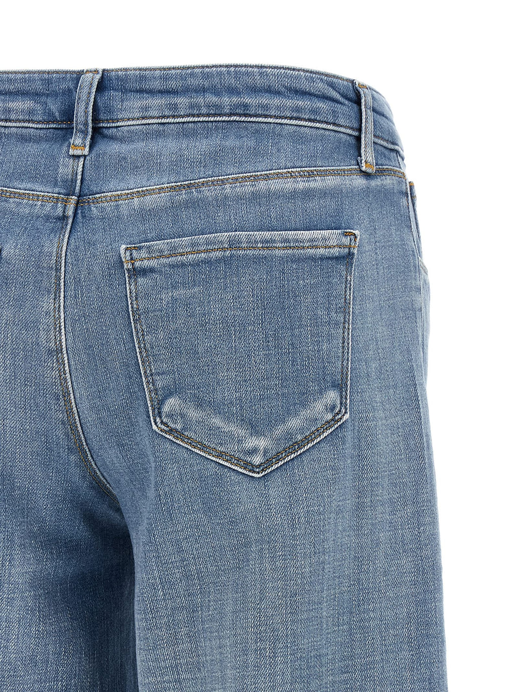 L'Agence Blue Cotton Straight-Leg Jeans