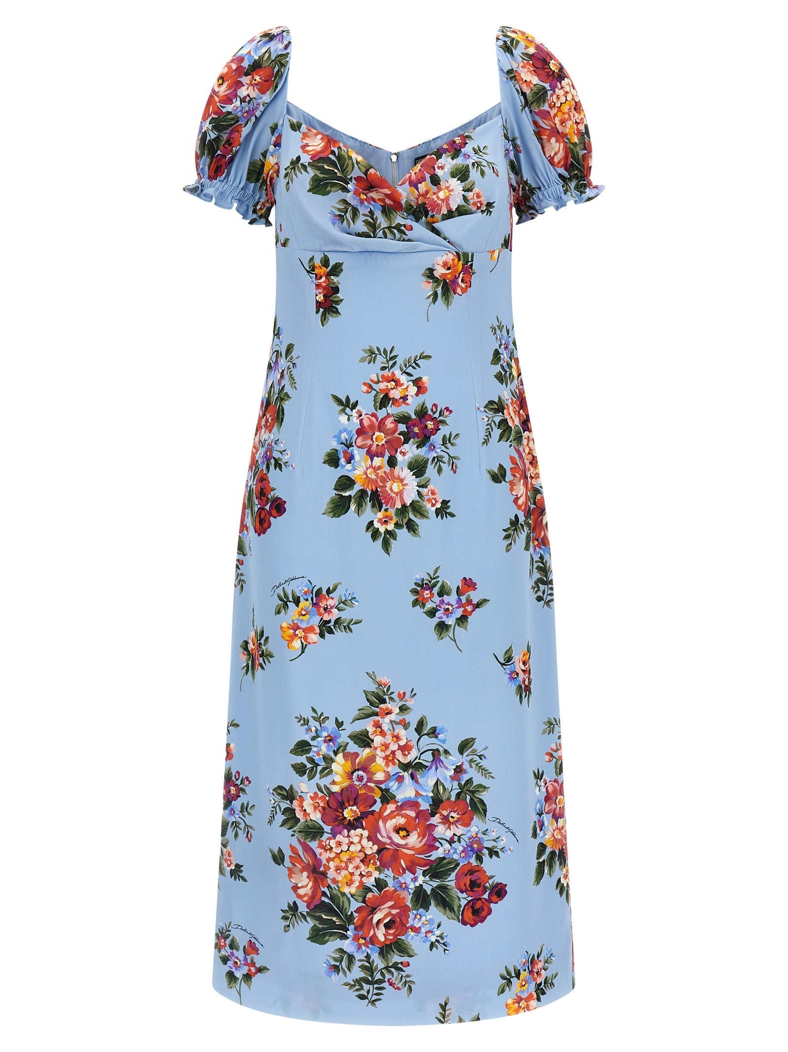 Dolce & Gabbana Blue Silk Midi Dress