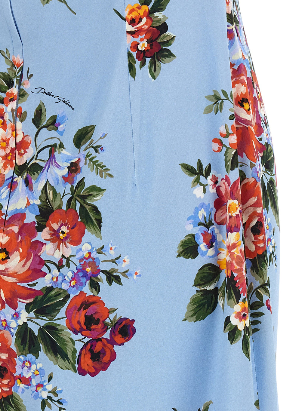 Dolce & Gabbana Blue Silk Midi Dress