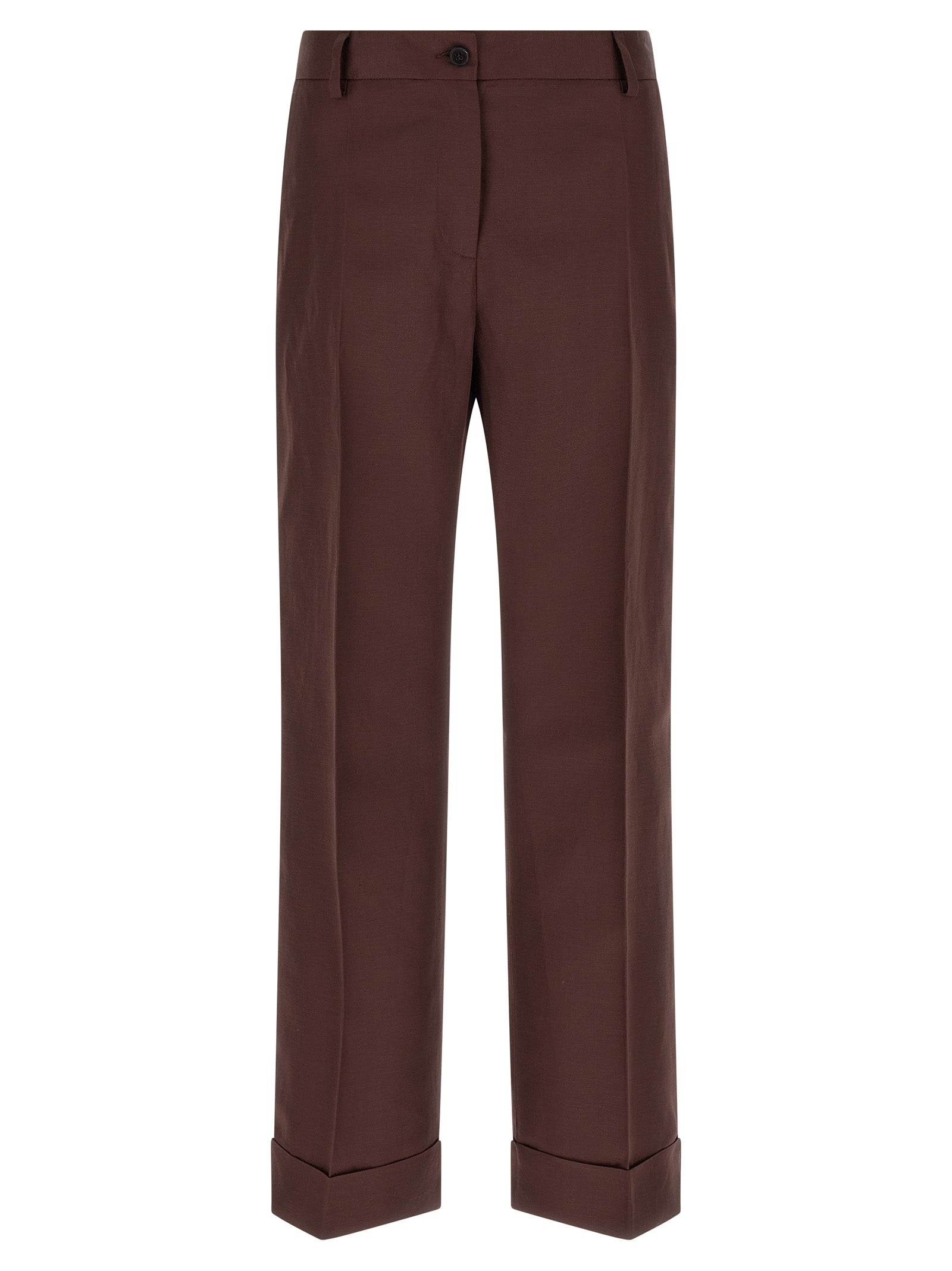 Alberto Biani Brown Viscose Casual Pants