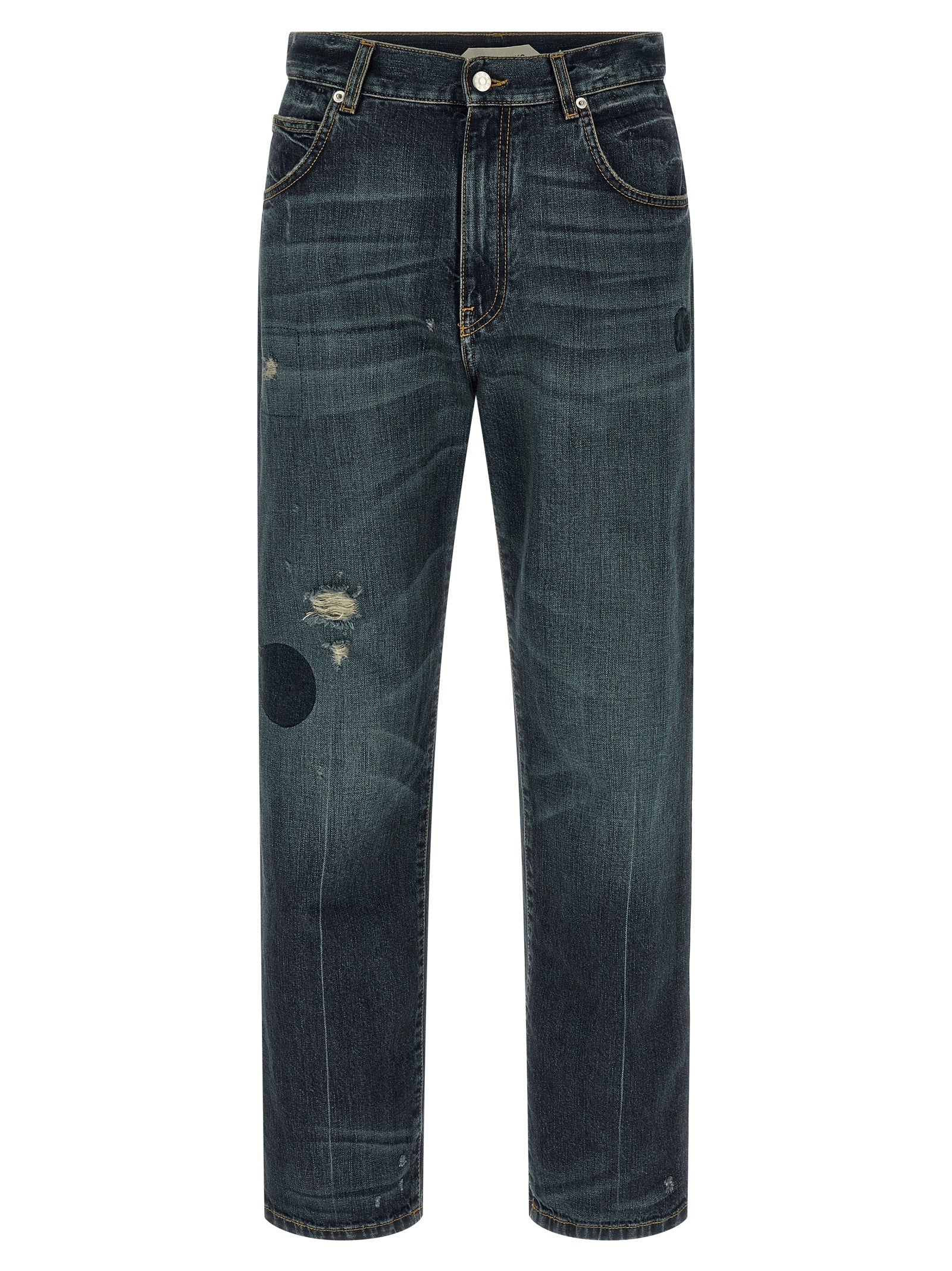Namacheko Blue Cotton Straight-Leg Jeans
