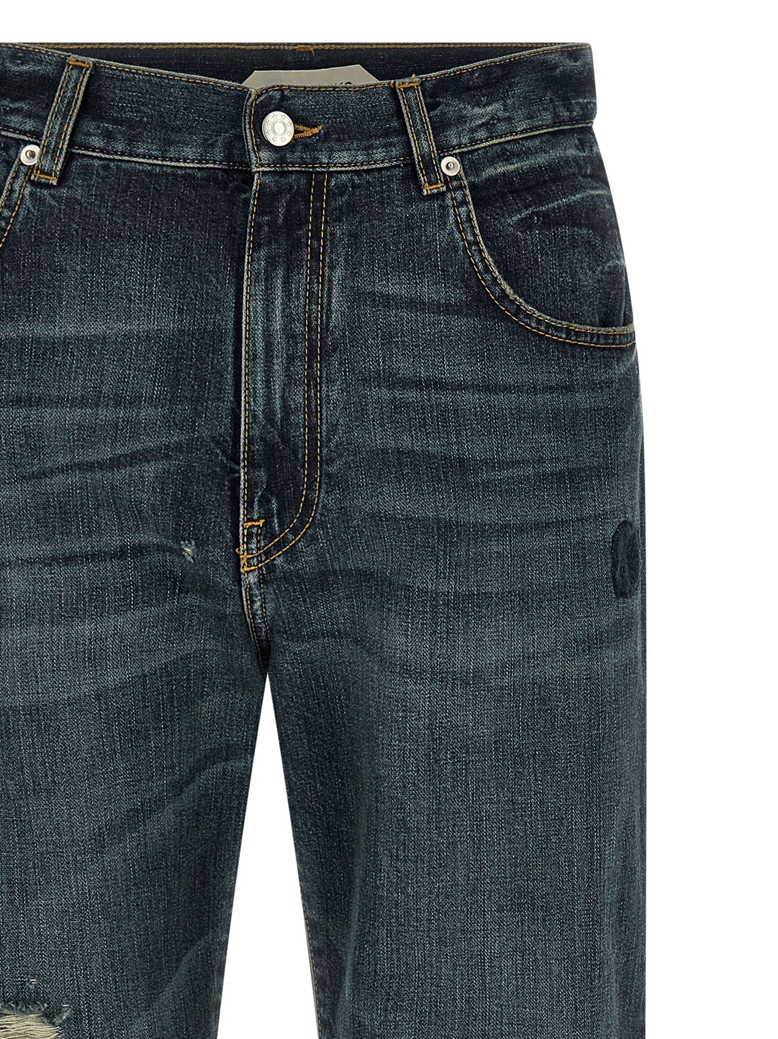 Namacheko Blue Cotton Straight-Leg Jeans
