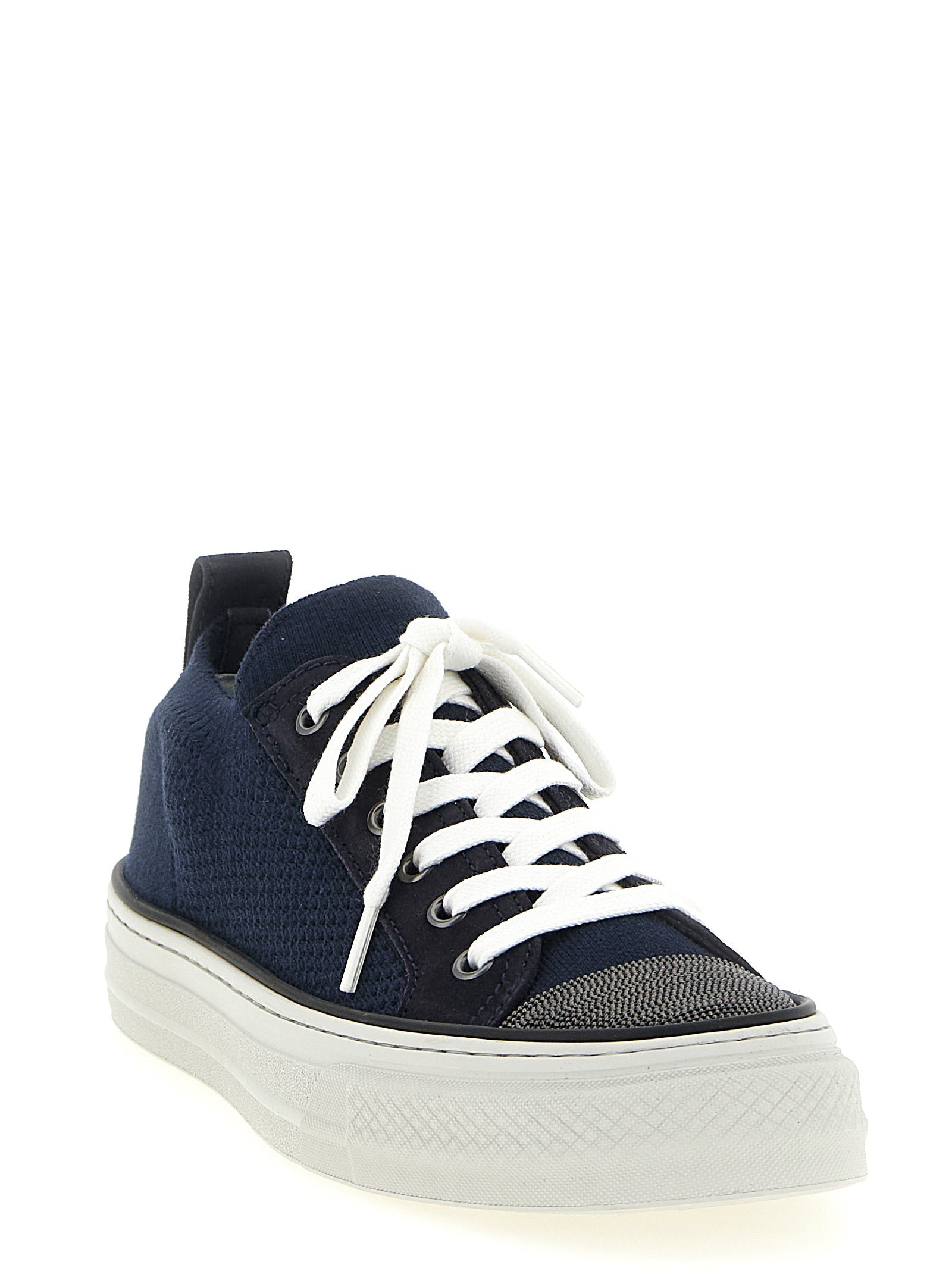 Brunello Cucinelli Blue Cotton Low Top Sneakers