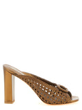 Santoni Gold Lamb Leather Stiletto Heel Sandals