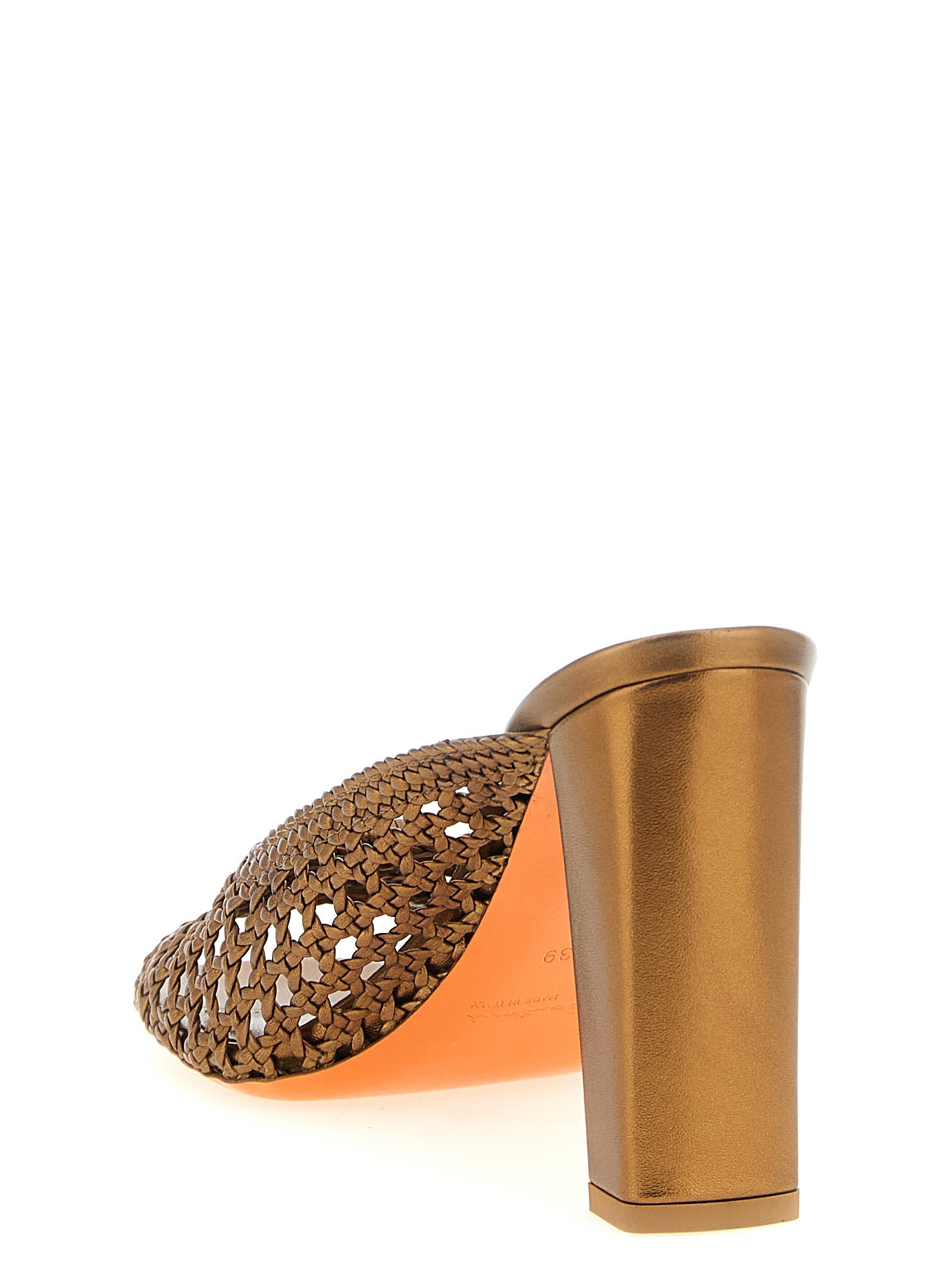 Santoni Gold Lamb Leather Stiletto Heel Sandals