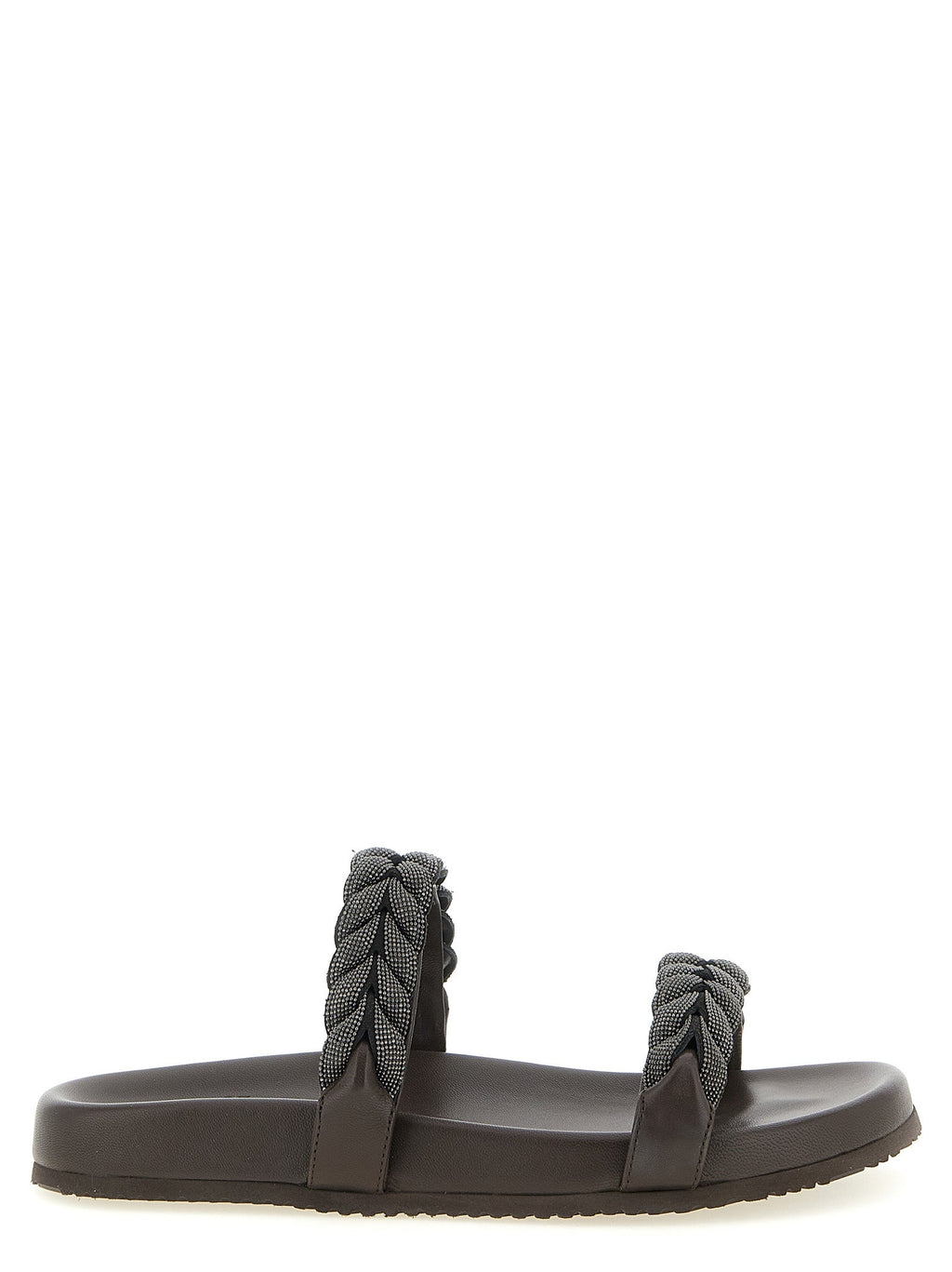 Brunello Cucinelli Brown Leather Slides