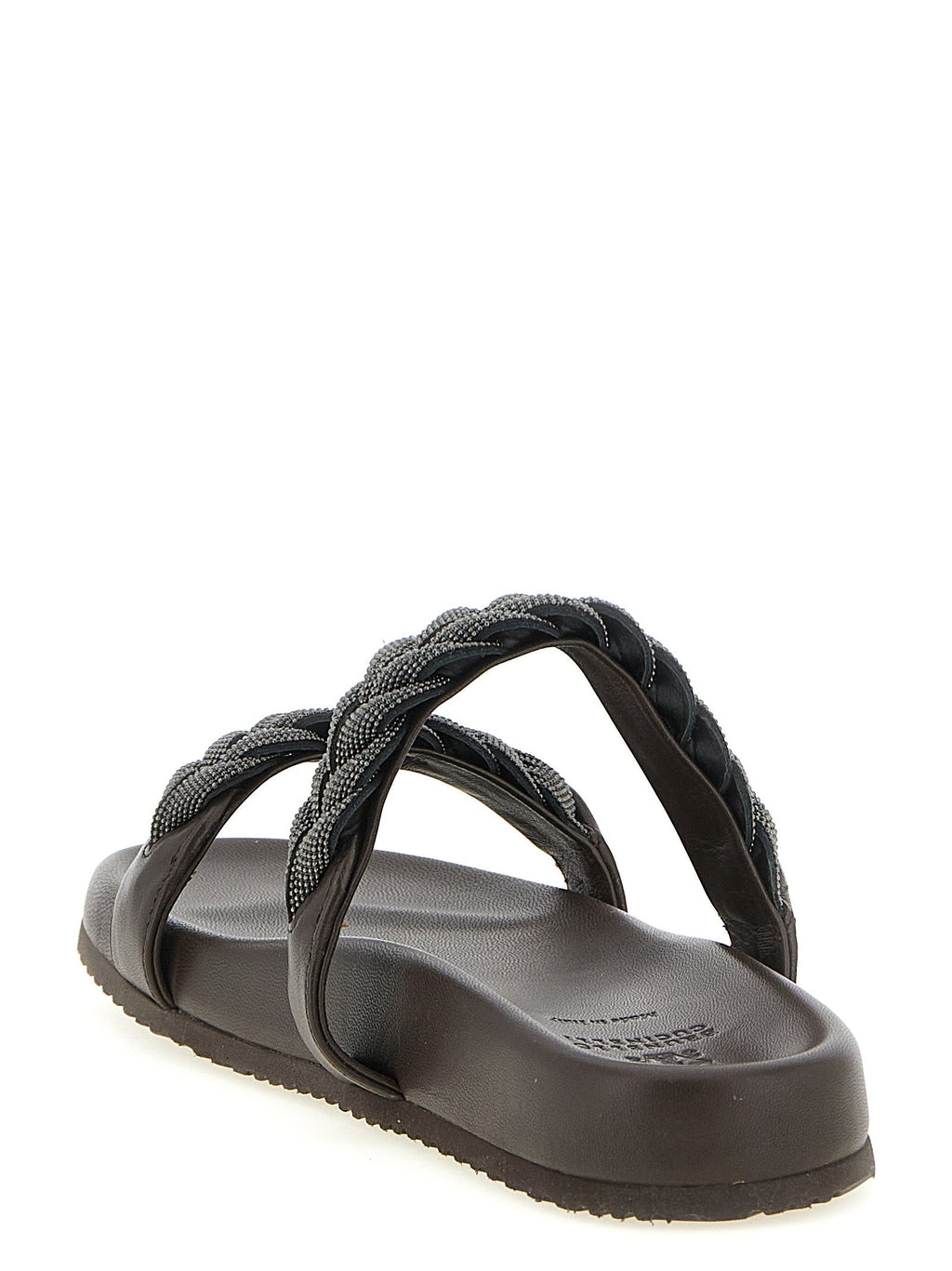 Brunello Cucinelli Brown Leather Slides